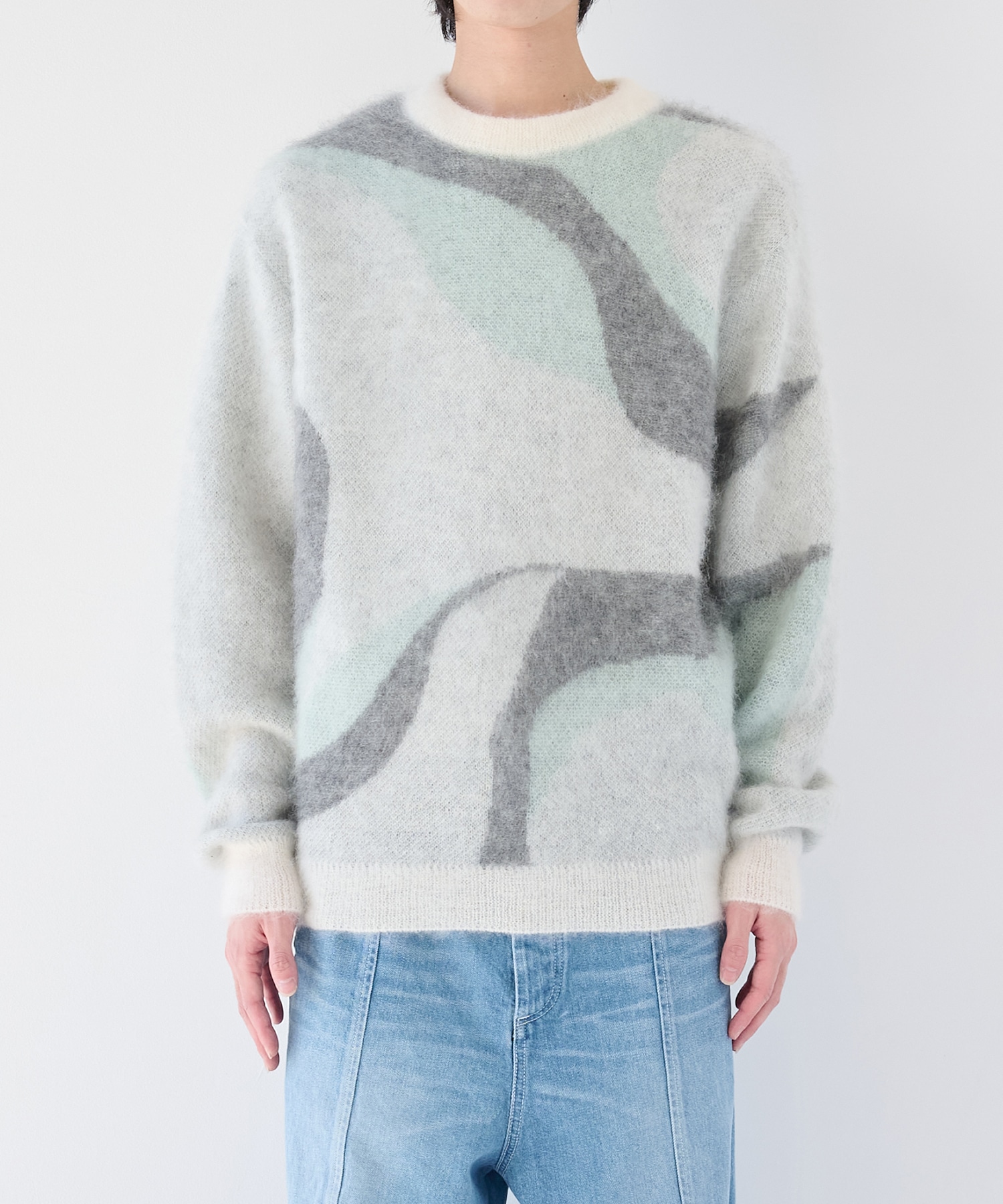 別注 Mohair Jacquard Crew Neck Knit WRAPINKNOT
