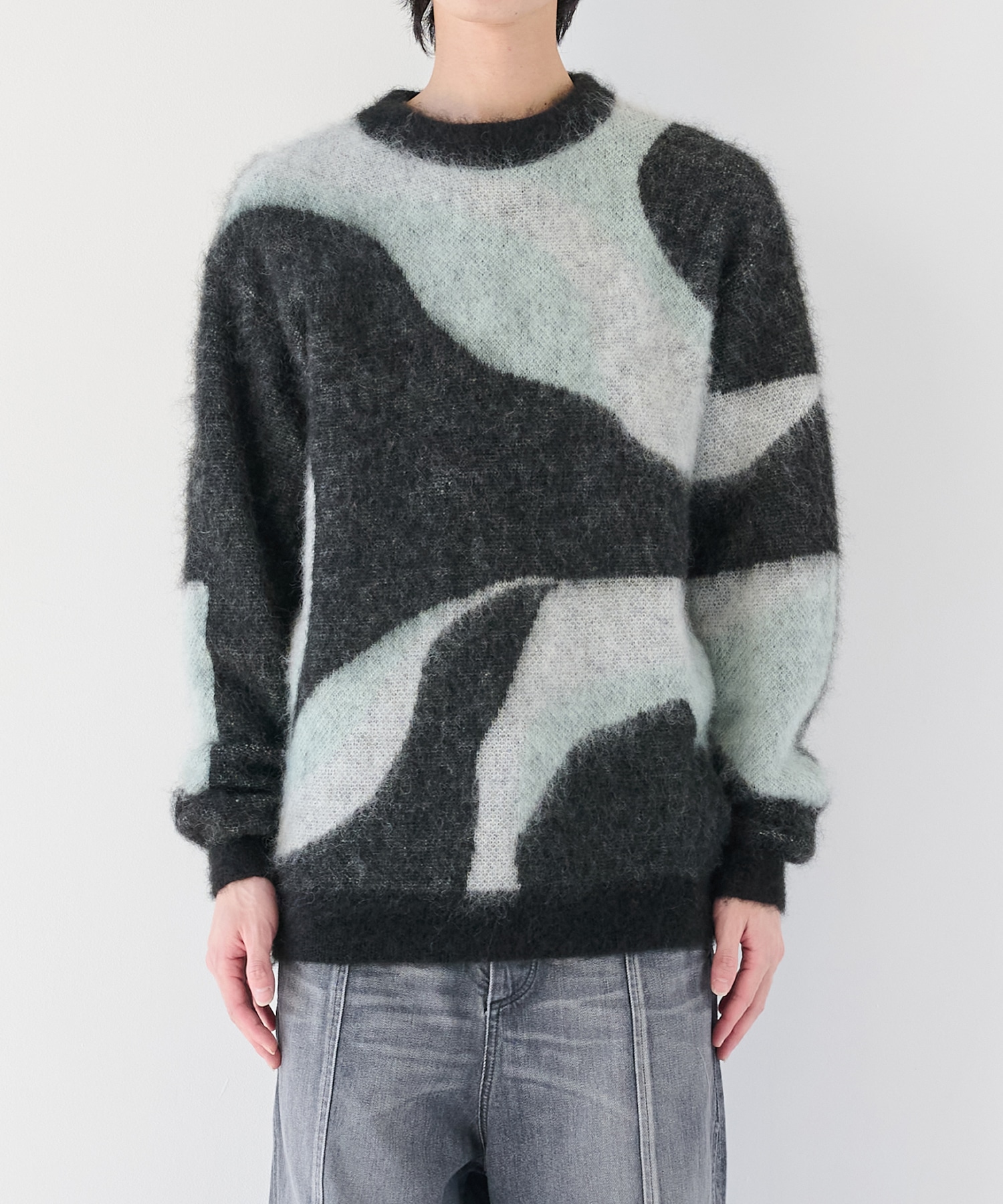 別注 Mohair Jacquard Crew Neck Knit WRAPINKNOT