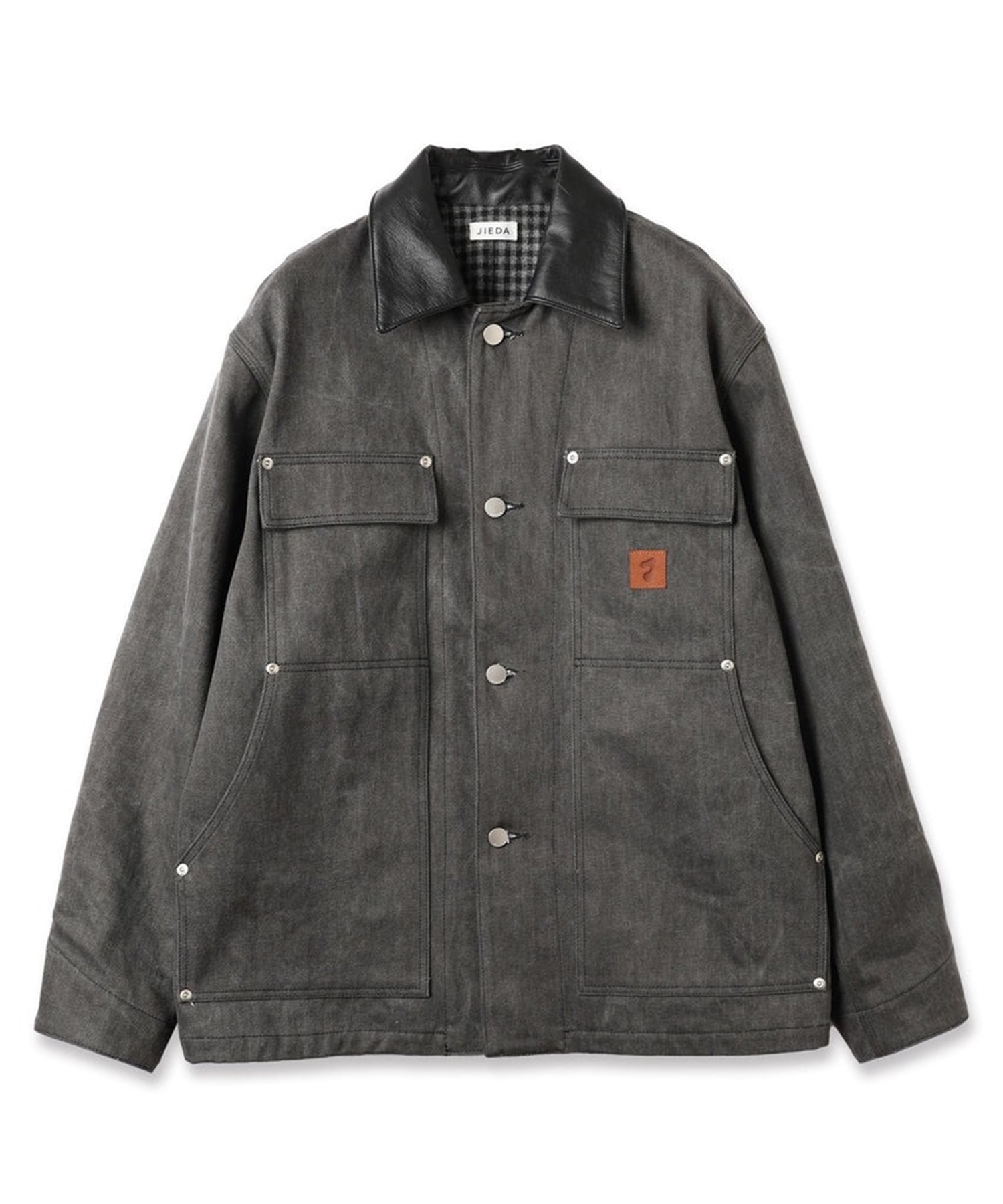 LEATHER COLLAR FADE COVERALL JieDa