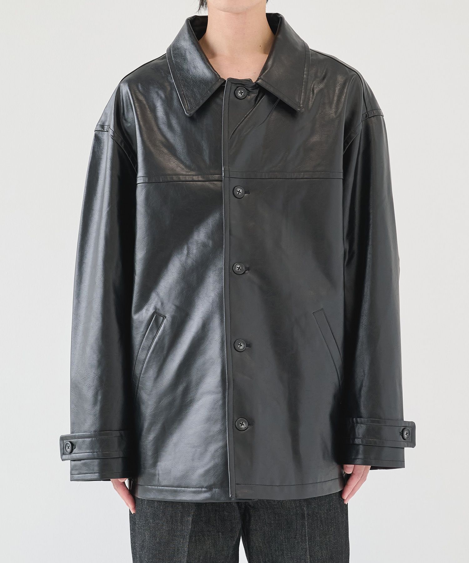 別注 FAKE LEATHER CAR COAT JieDa