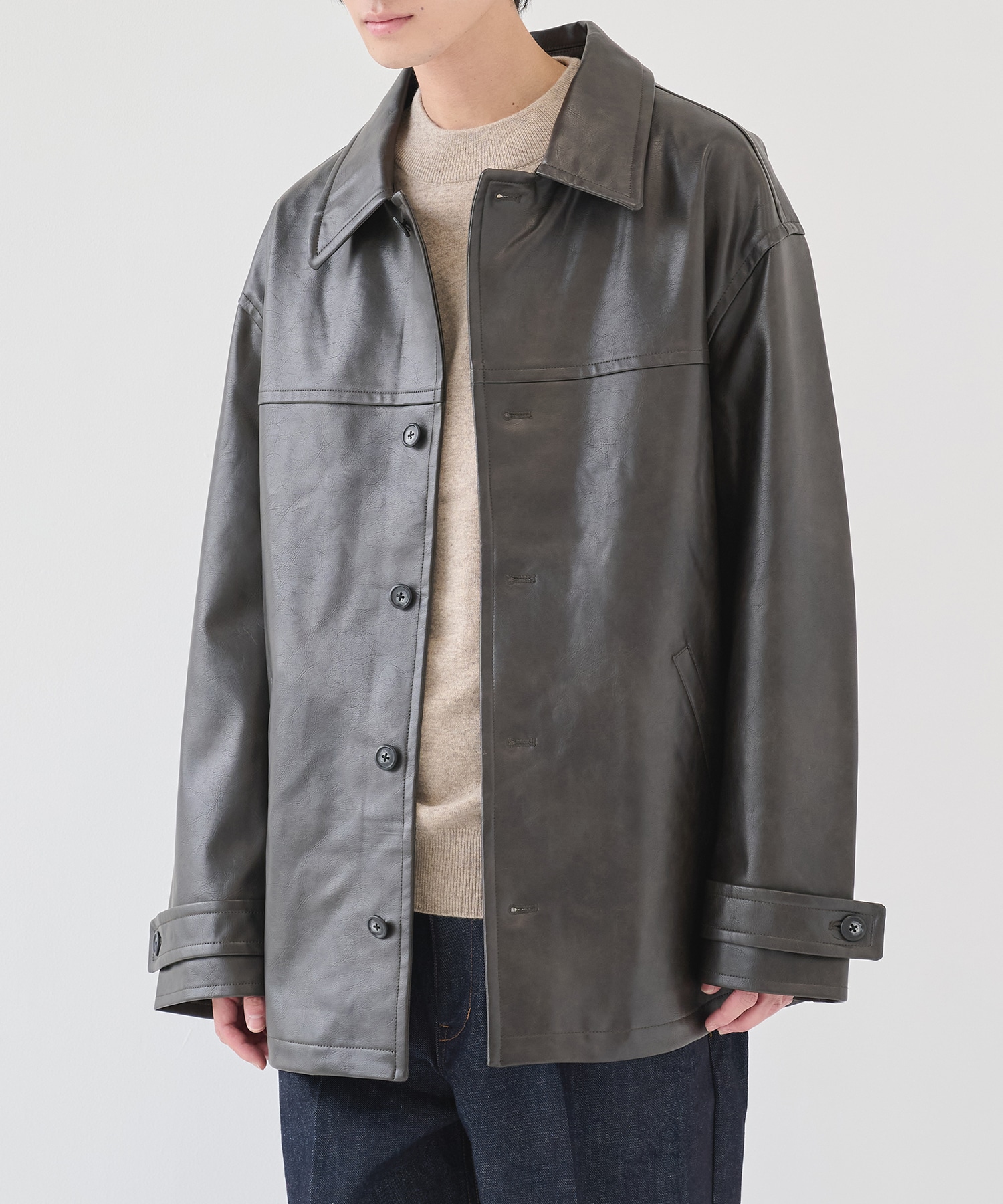 別注 FAKE LEATHER CAR COAT JieDa