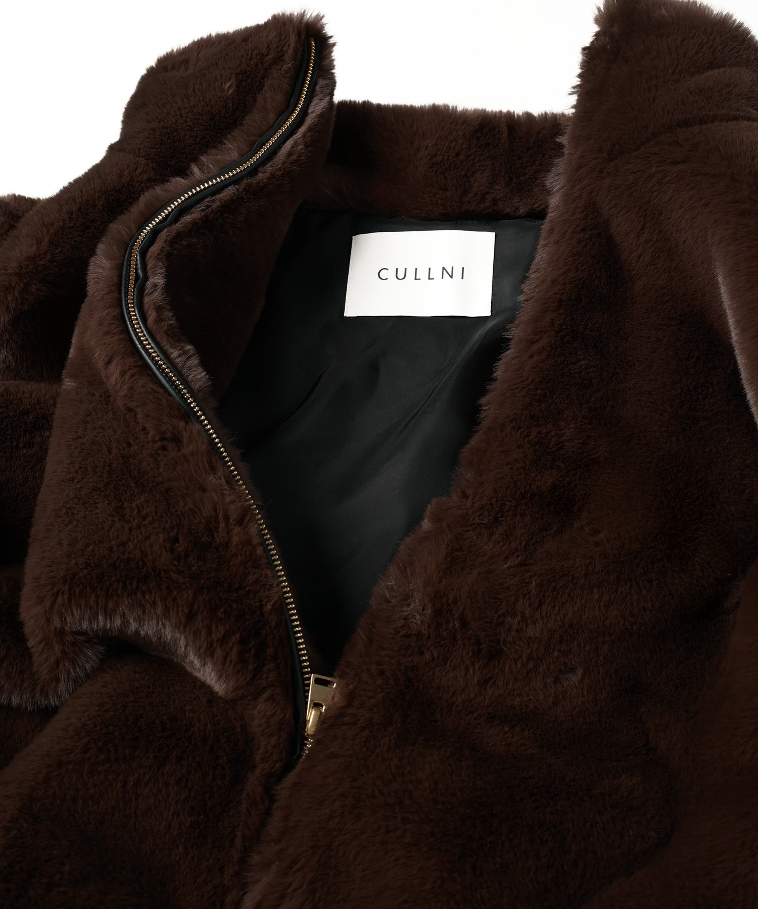 Eco Fur Zip Up Stand Coller Coat CULLNI
