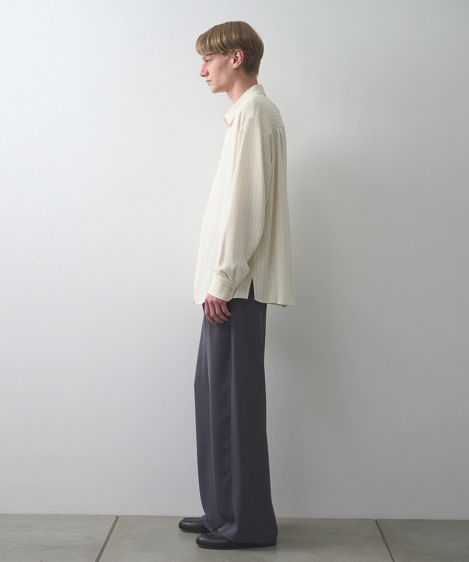 Stripe Double Cloth Chin Tab Long Sleeve Shirt CULLNI