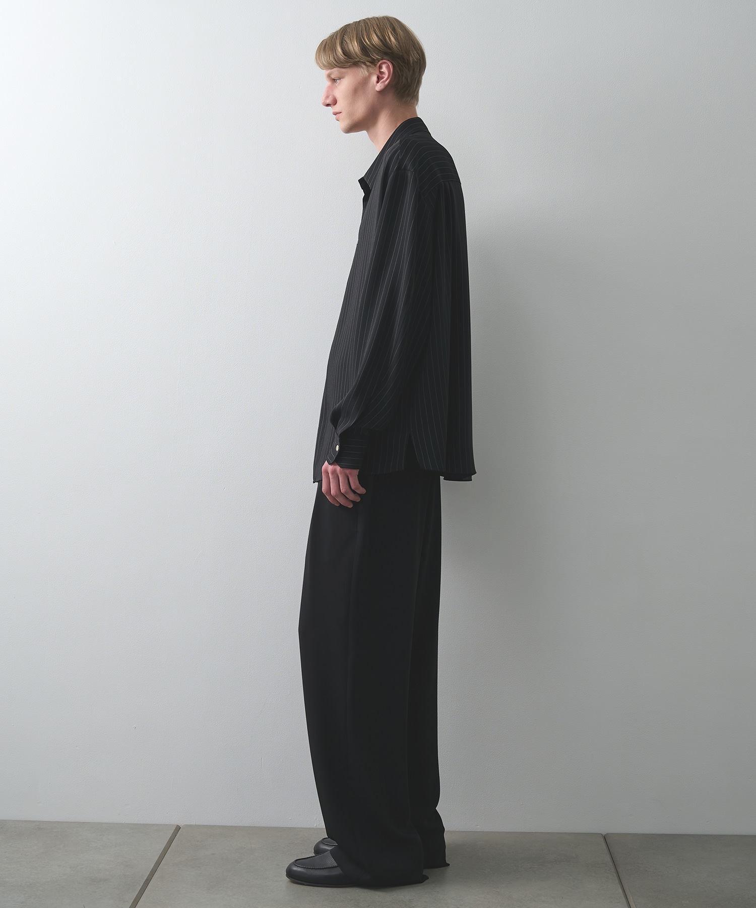 Stripe Double Cloth Chin Tab Long Sleeve Shirt CULLNI