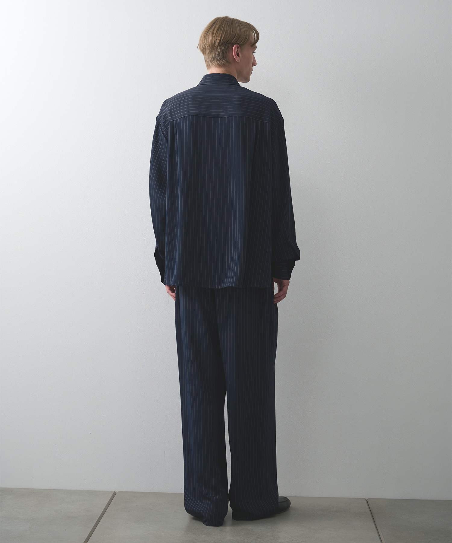 Stripe Double Cloth Chin Tab Long Sleeve Shirt CULLNI