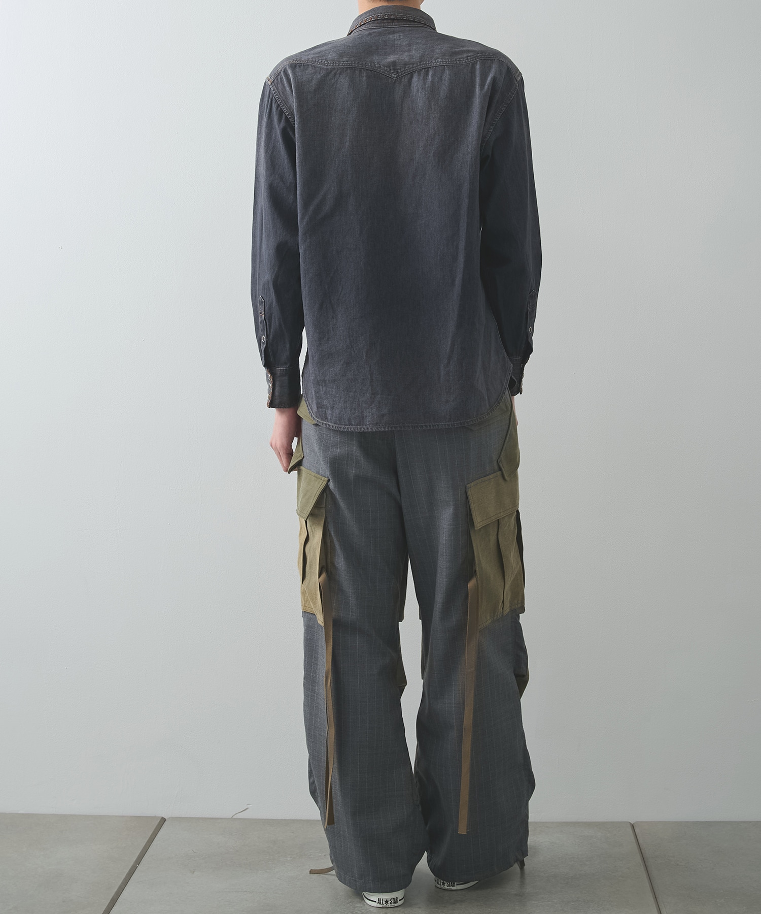 Hand-Embroidered Denim Shirt KHOKI