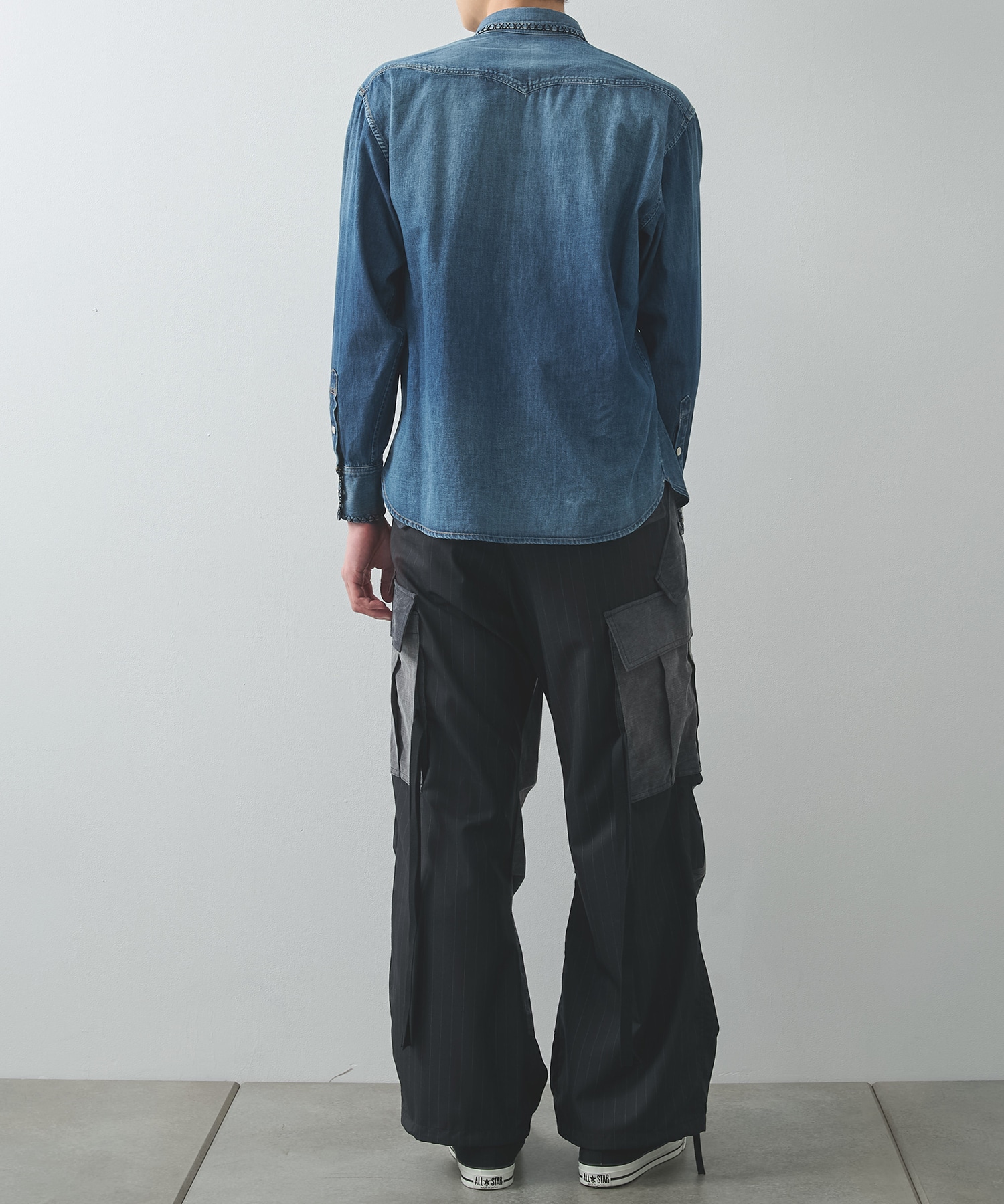 Hand-Embroidered Denim Shirt KHOKI