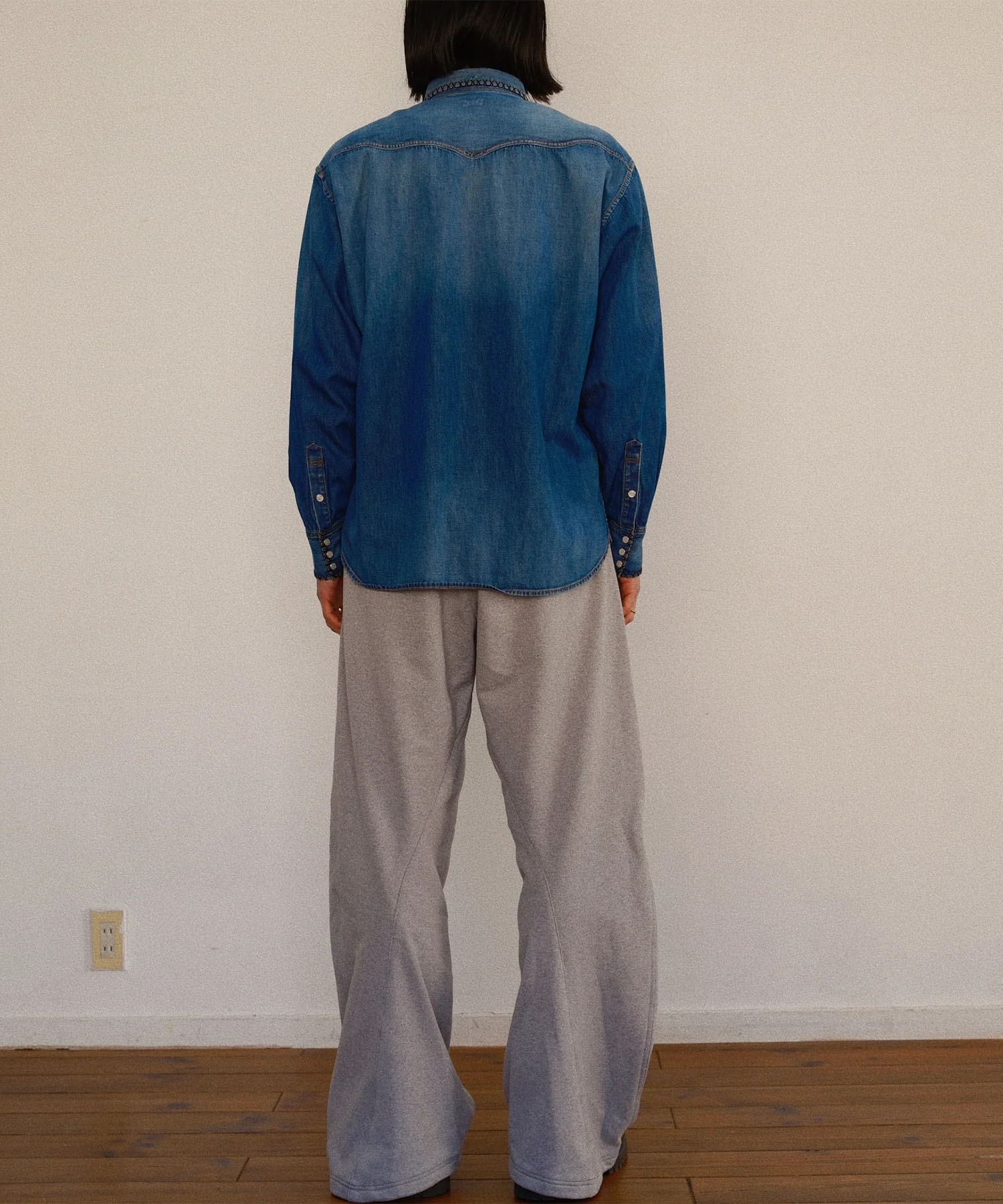 Hand-Embroidered Denim Shirt KHOKI