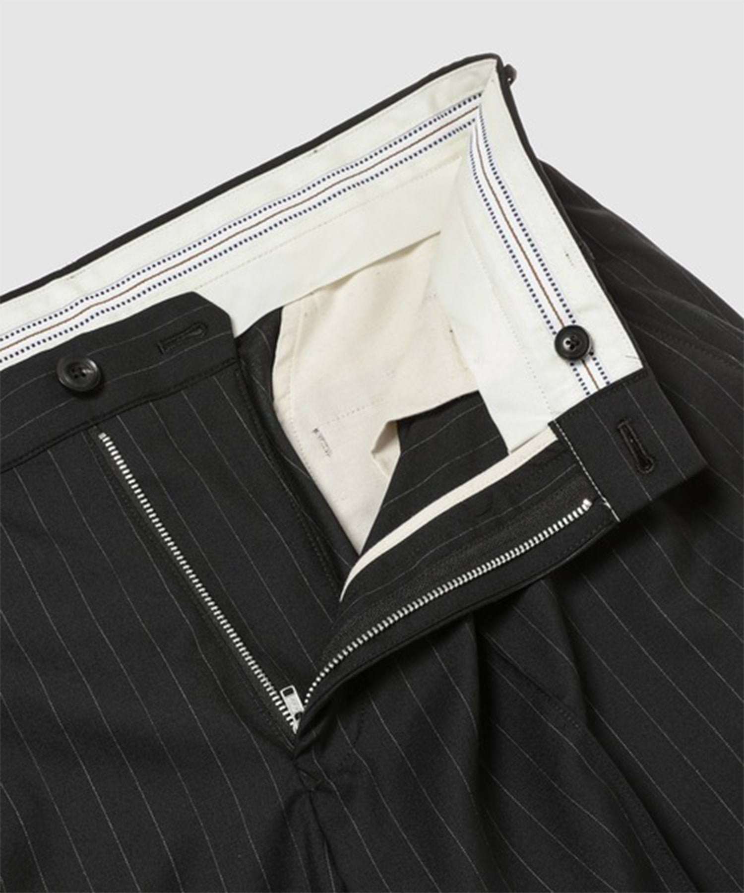 Pleated Stripe Summer Wool Pants KHOKI