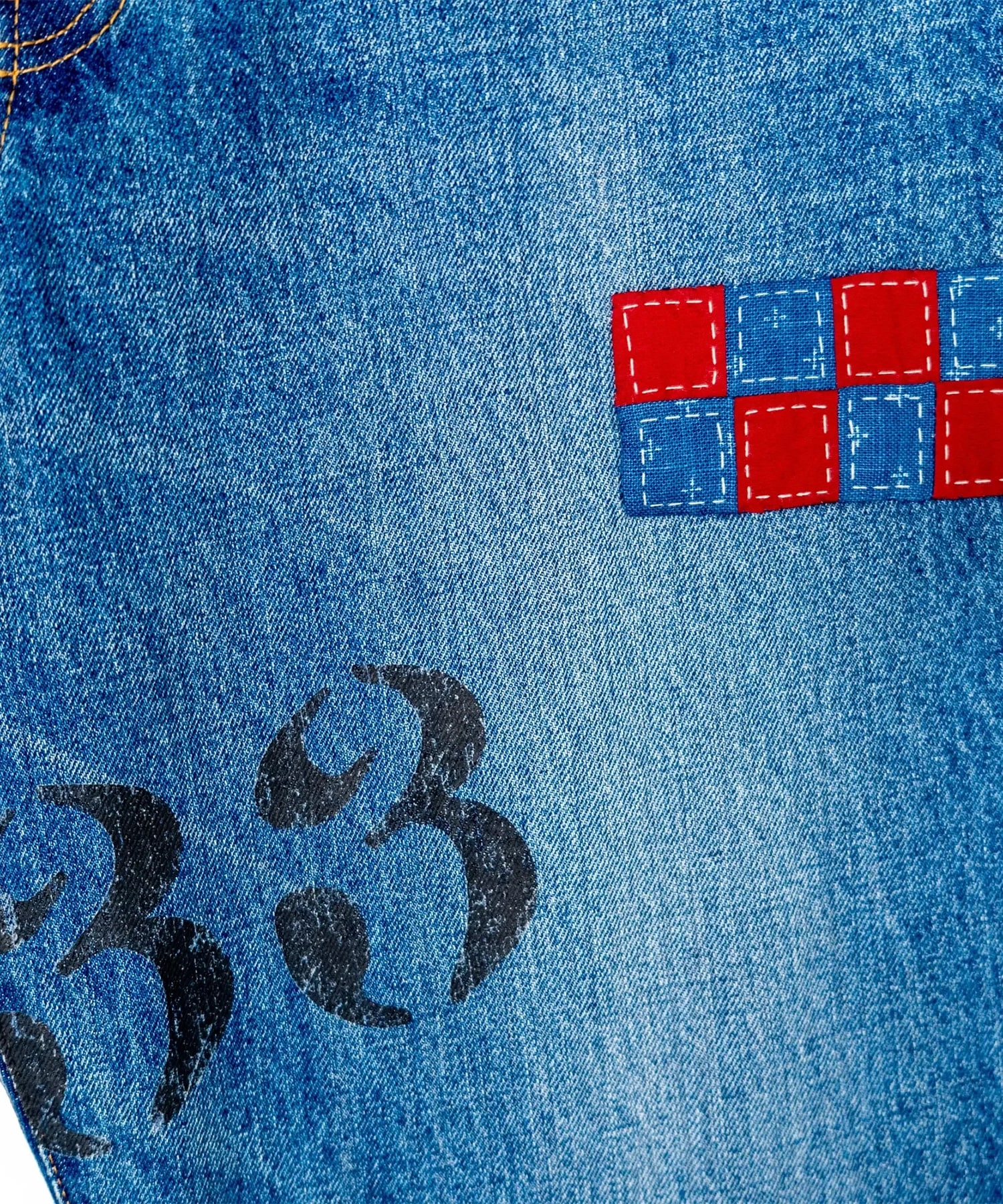 Hand-Embroidered Denim Pants KHOKI