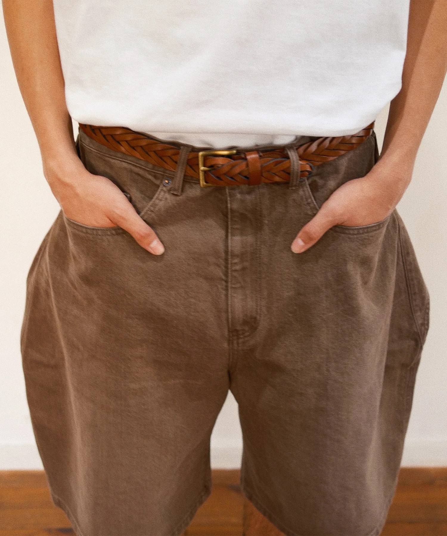 3D Cutting Half Denim Pants KHOKI