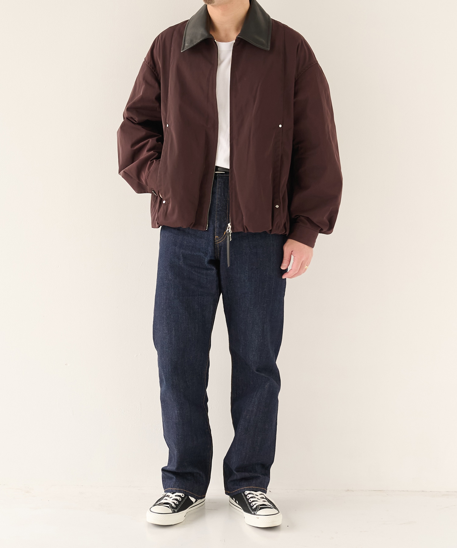 Leather collar Balloon Blouson STUDIOUS