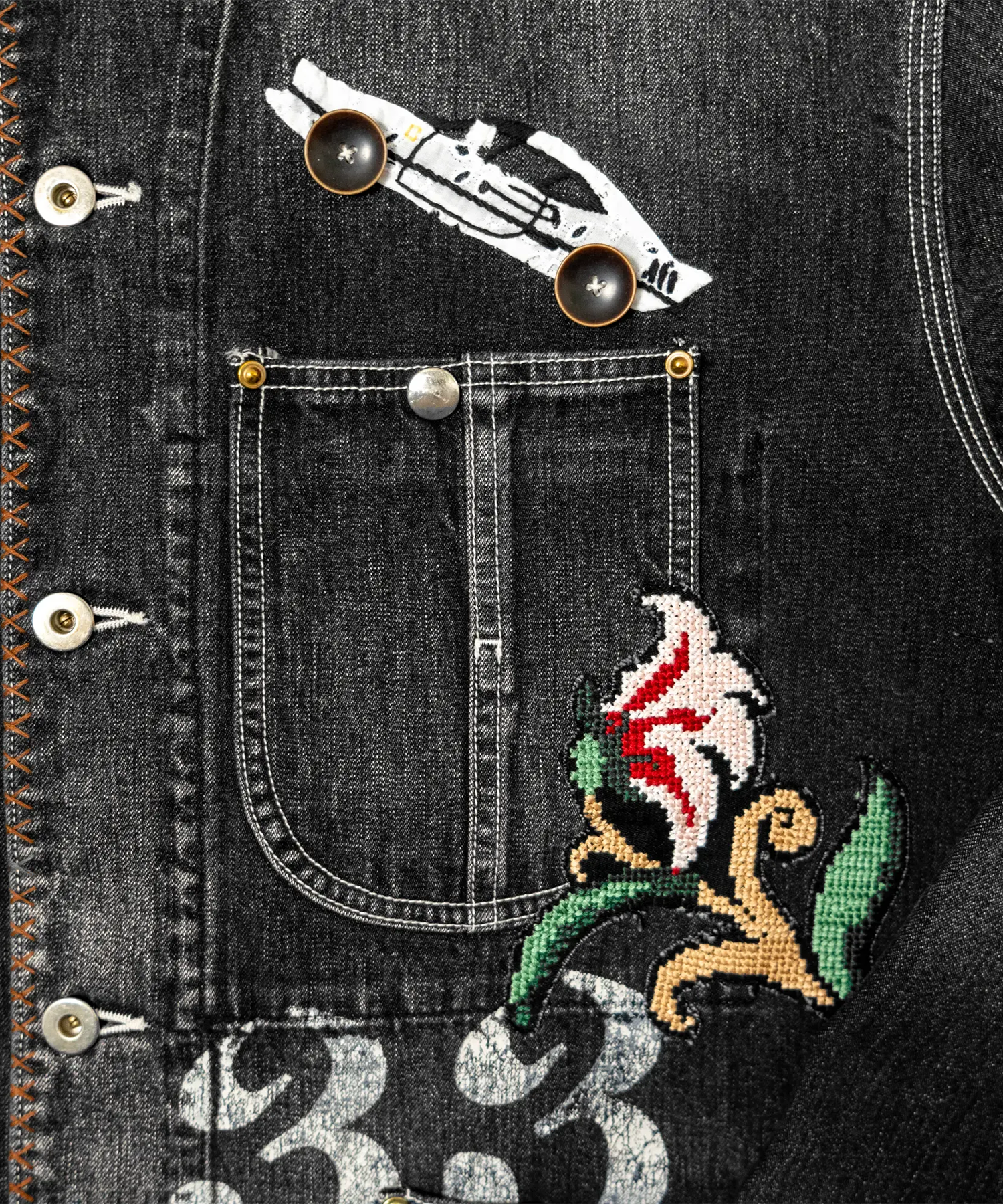 Hand-Embroidered Denim Coverall KHOKI