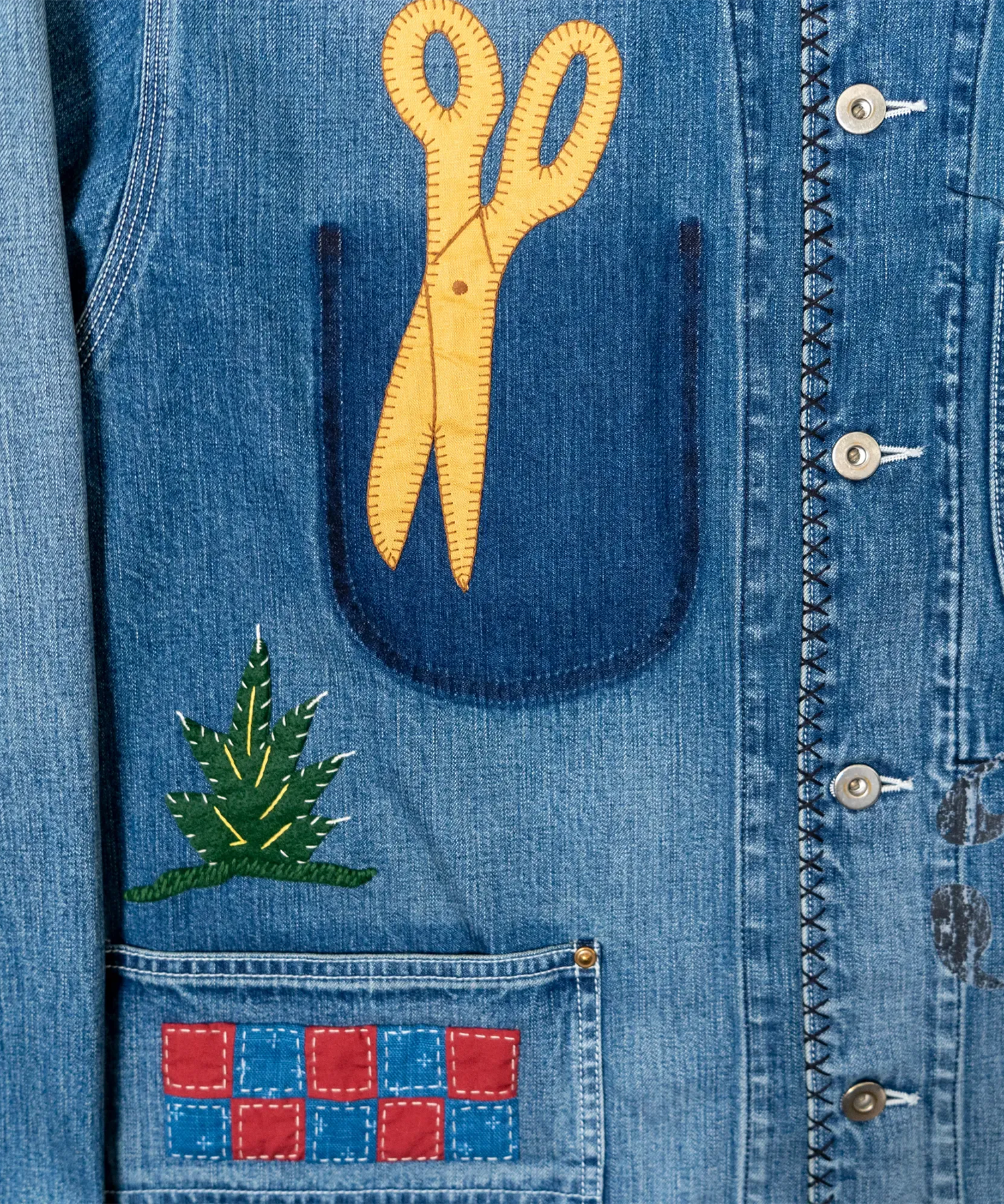 Hand-Embroidered Denim Coverall KHOKI