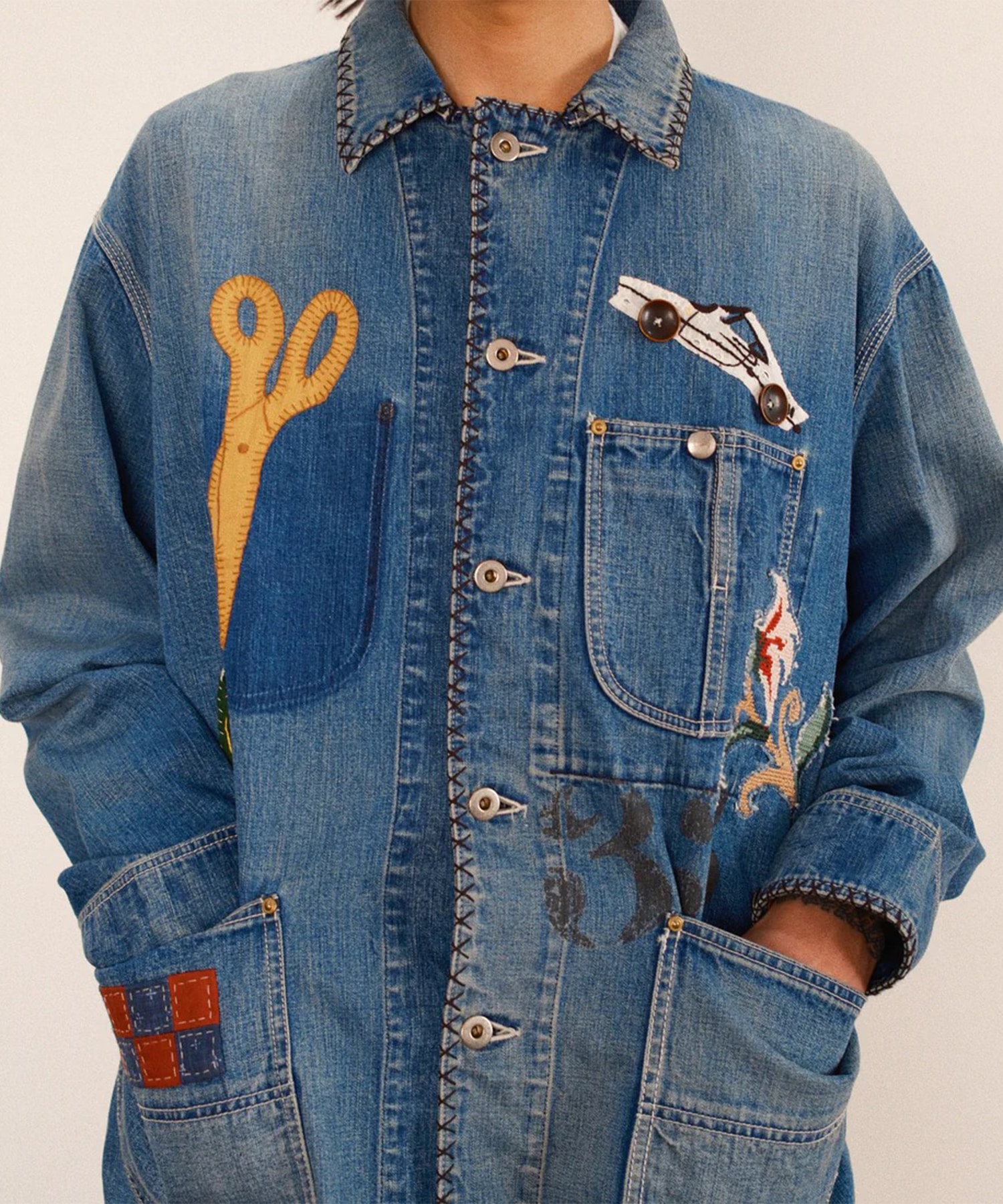 Hand-Embroidered Denim Coverall KHOKI