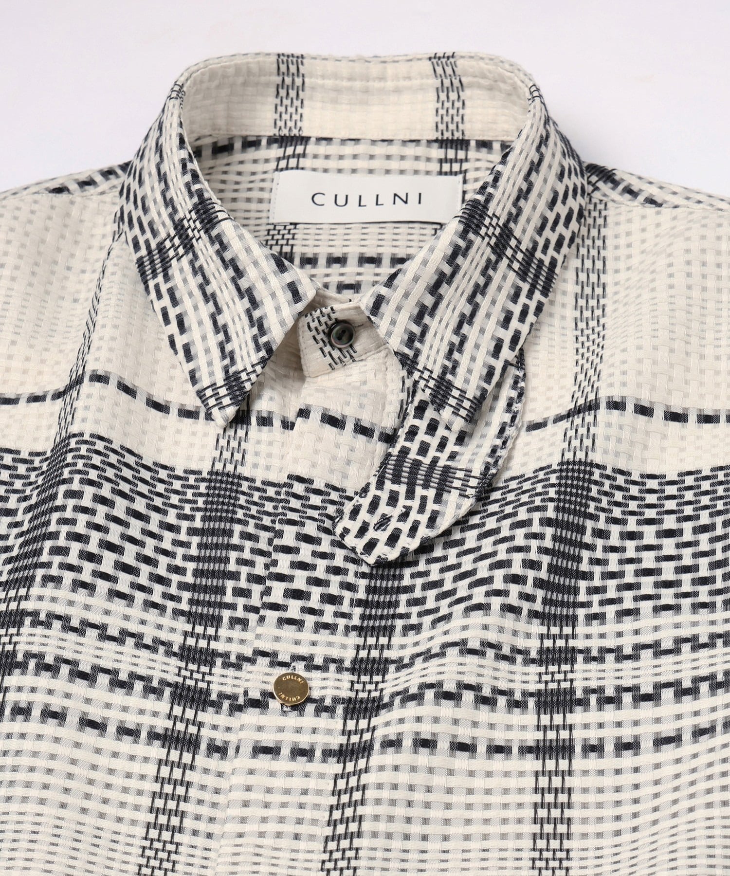 Sheer Tile Check Chin Tab Shirt CULLNI