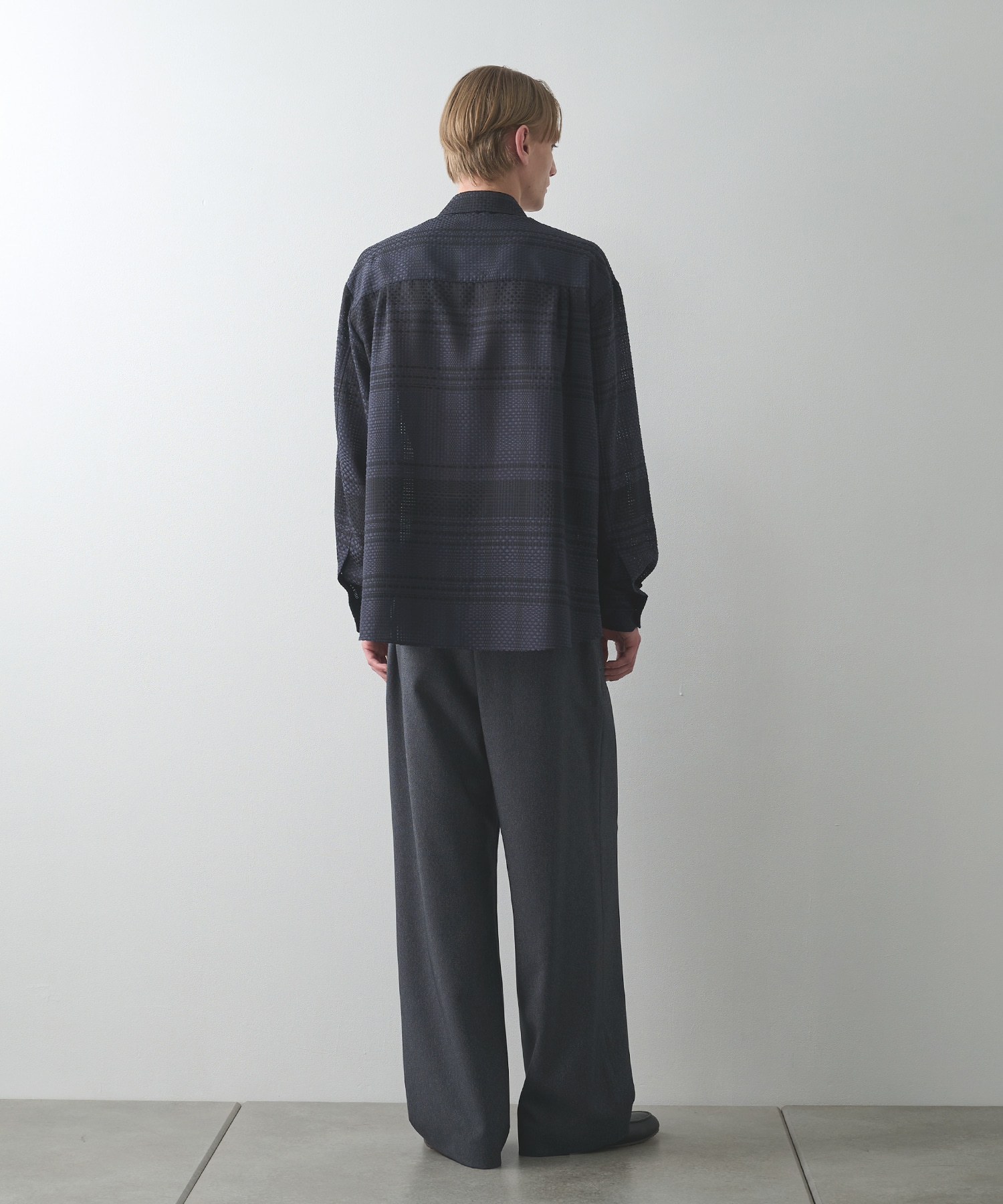 Sheer Tile Check Chin Tab Shirt CULLNI