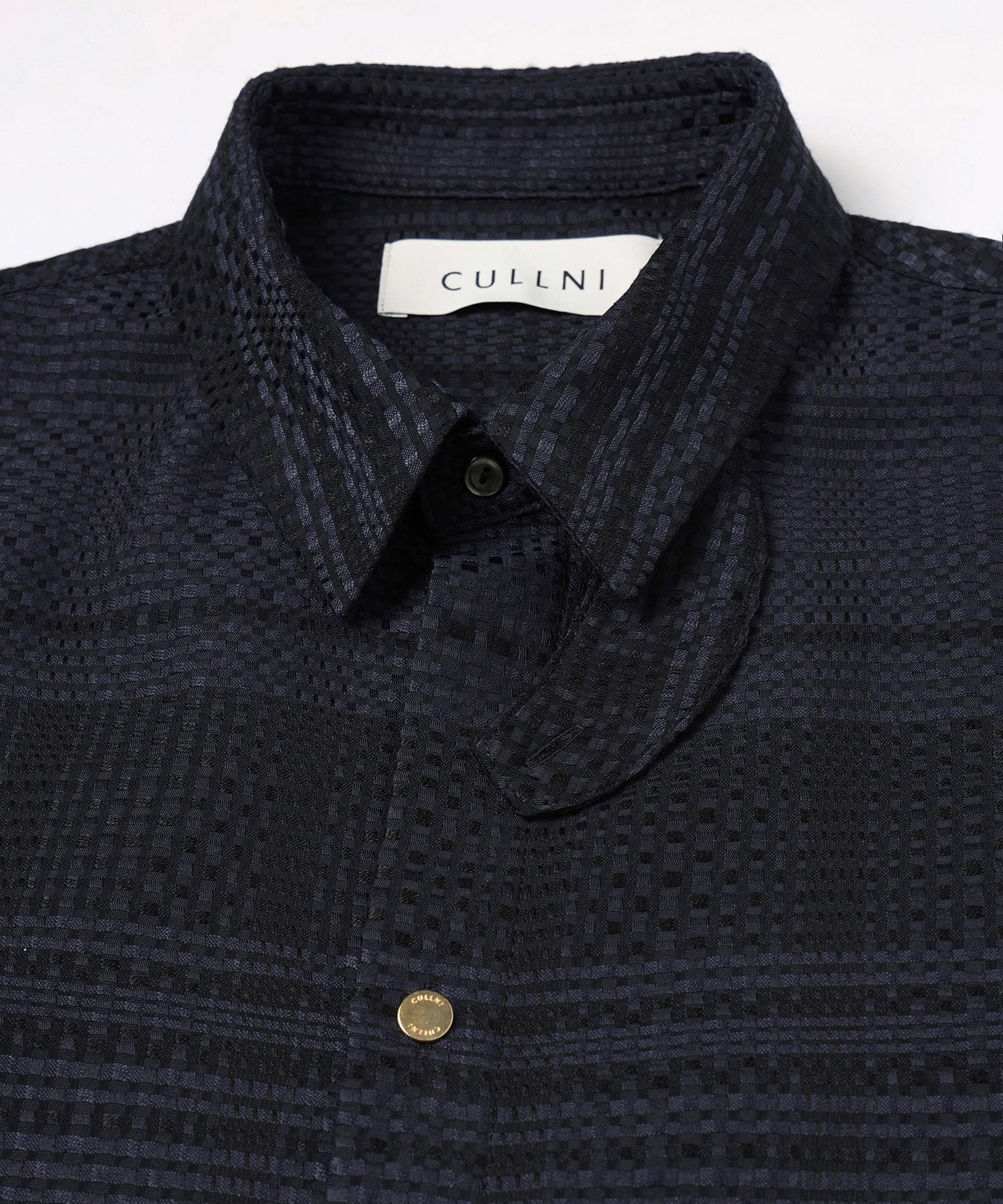 Sheer Tile Check Chin Tab Shirt CULLNI