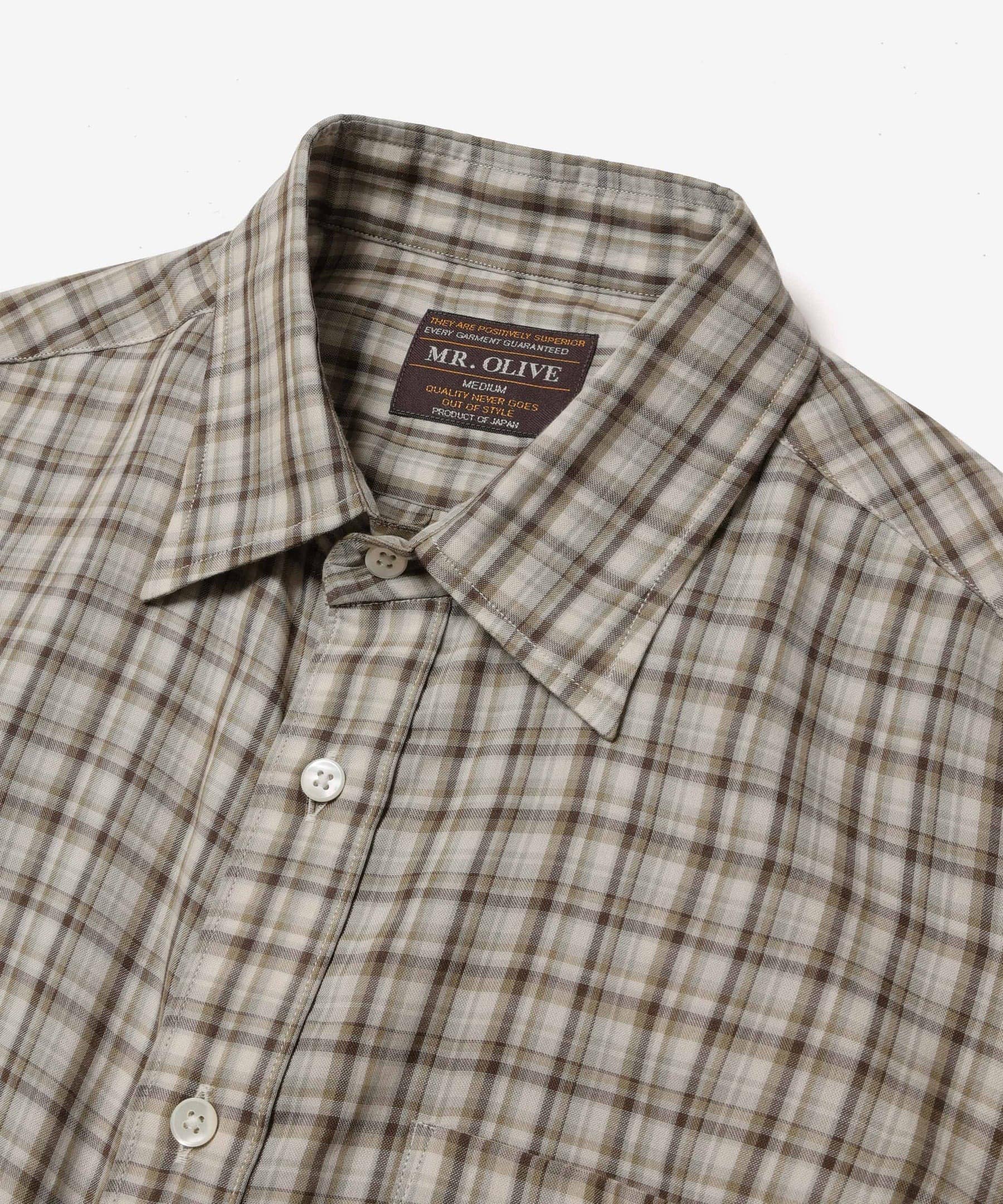 DOUBLE GAUZE MADRAS CHECK /REGULAR COLLAR SHIRT MR.OLIVE
