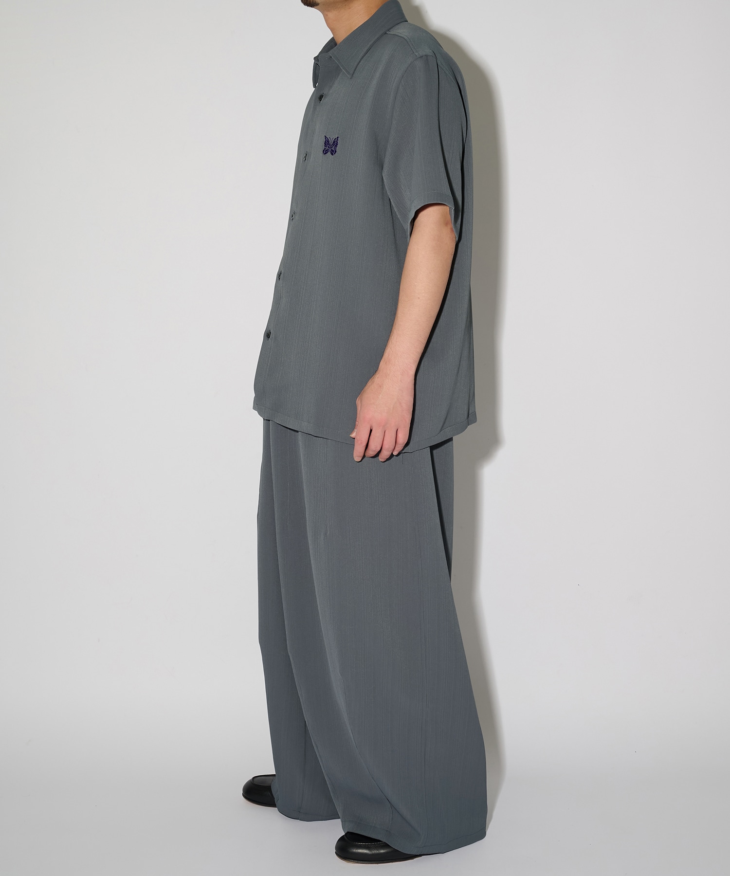 別注 Papillon Emb. S/S Shirt - Art Pique Pleats NEEDLES