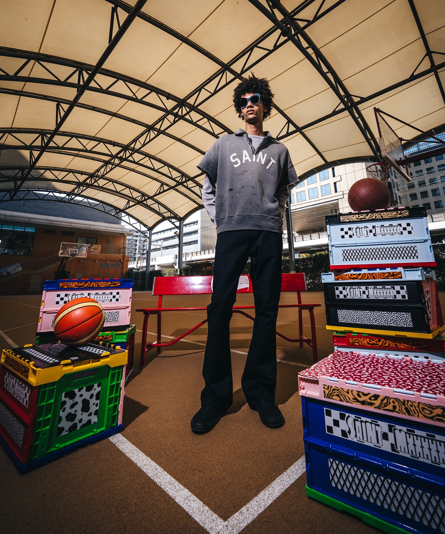 SM-MK8-0000-052/SS HARF ZIP SWEAT/SAINT/CHARCOAL SAINT M××××××