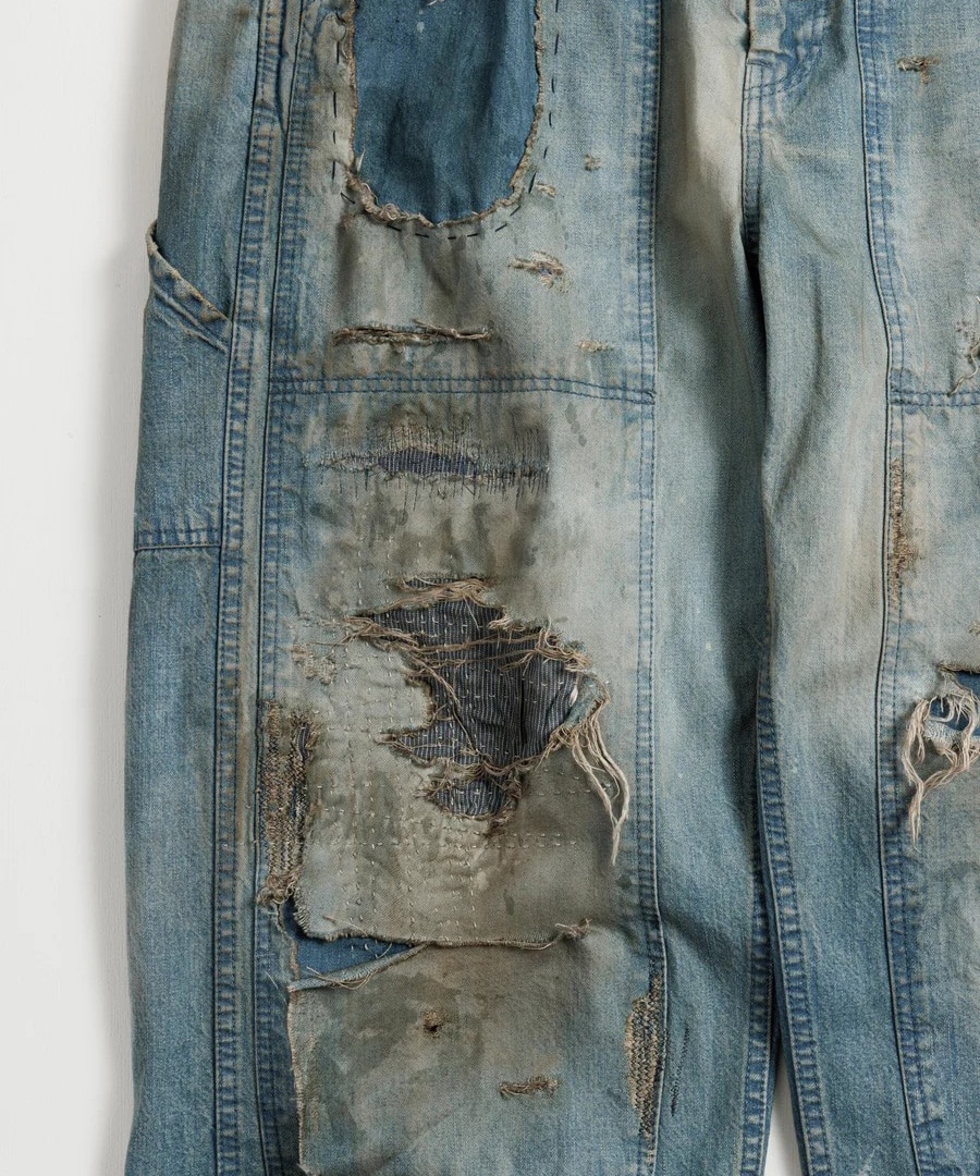 REMAKED DOUBLEKNEE DENIM PAINTER PANTS ANACHRONORM