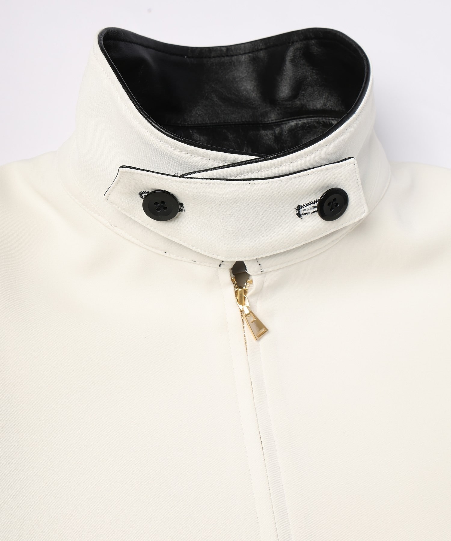Structuerd Twill Double Cloth Leather Collar Blouson CULLNI