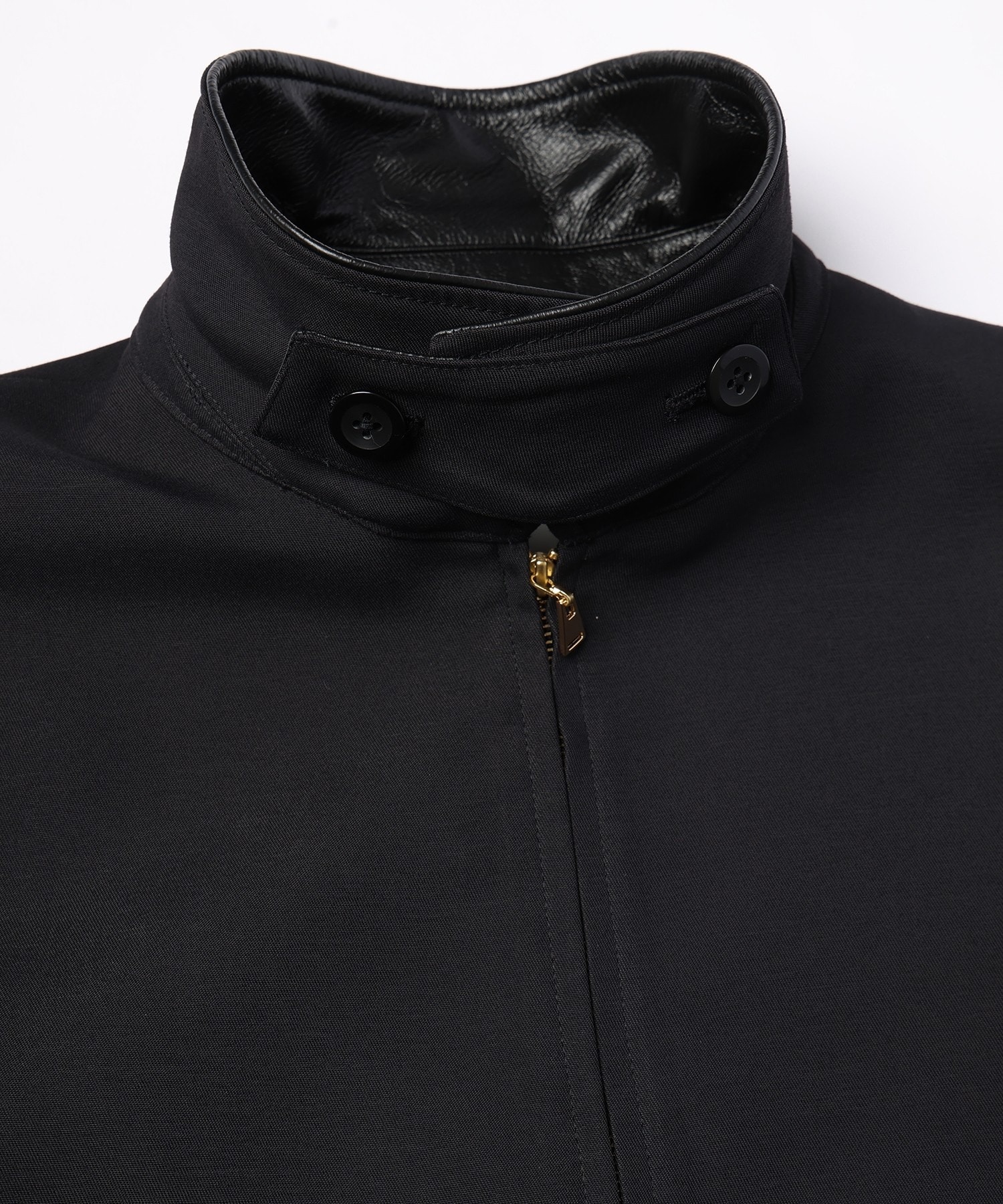 Structuerd Twill Double Cloth Leather Collar Blouson CULLNI