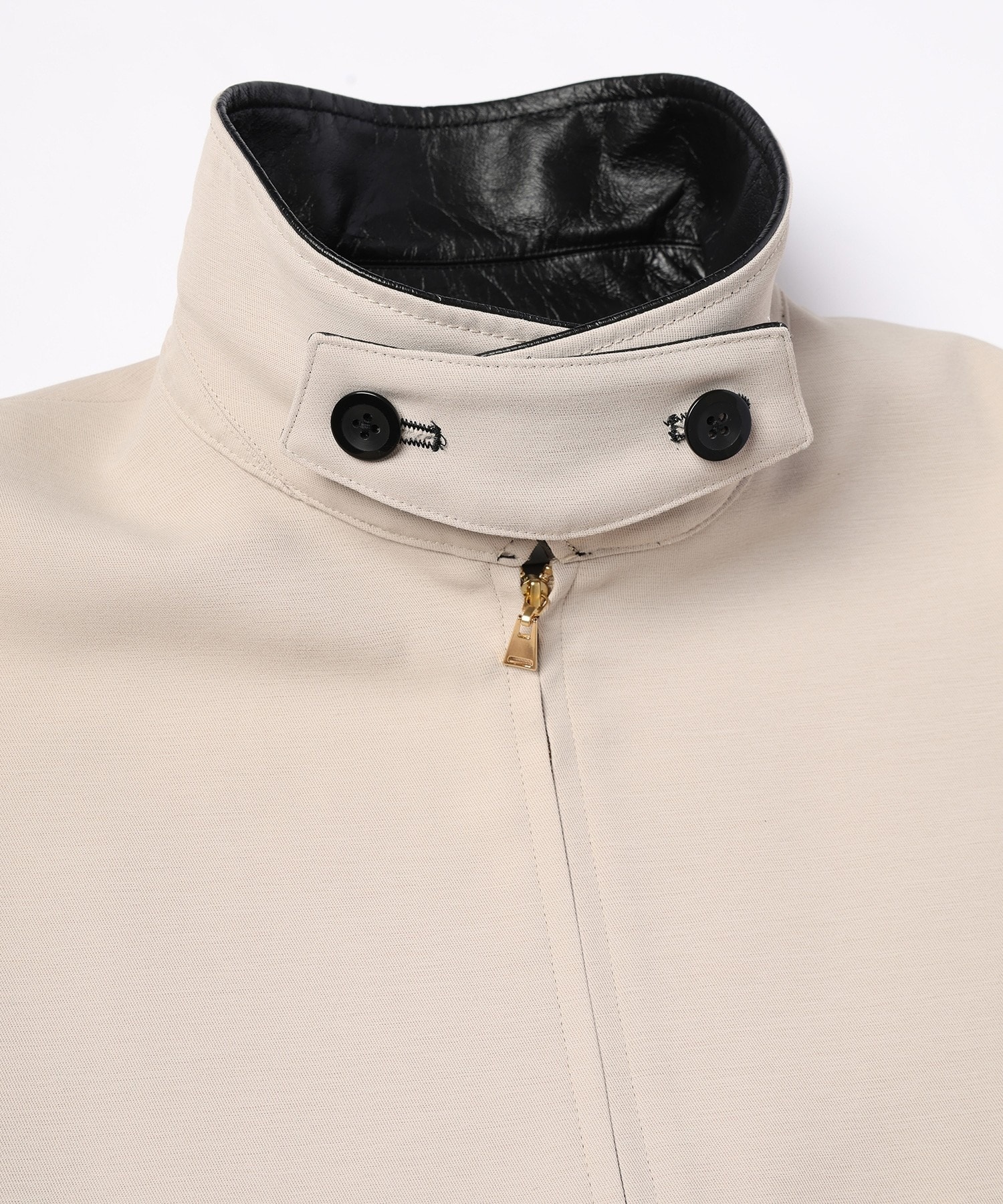 Structuerd Twill Double Cloth Leather Collar Blouson CULLNI