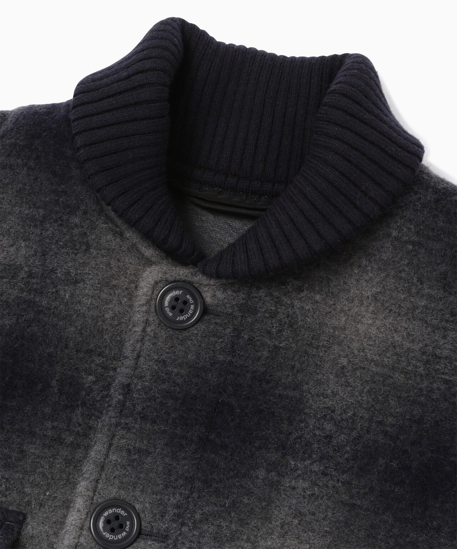 wool shaggy check jacket long and wander