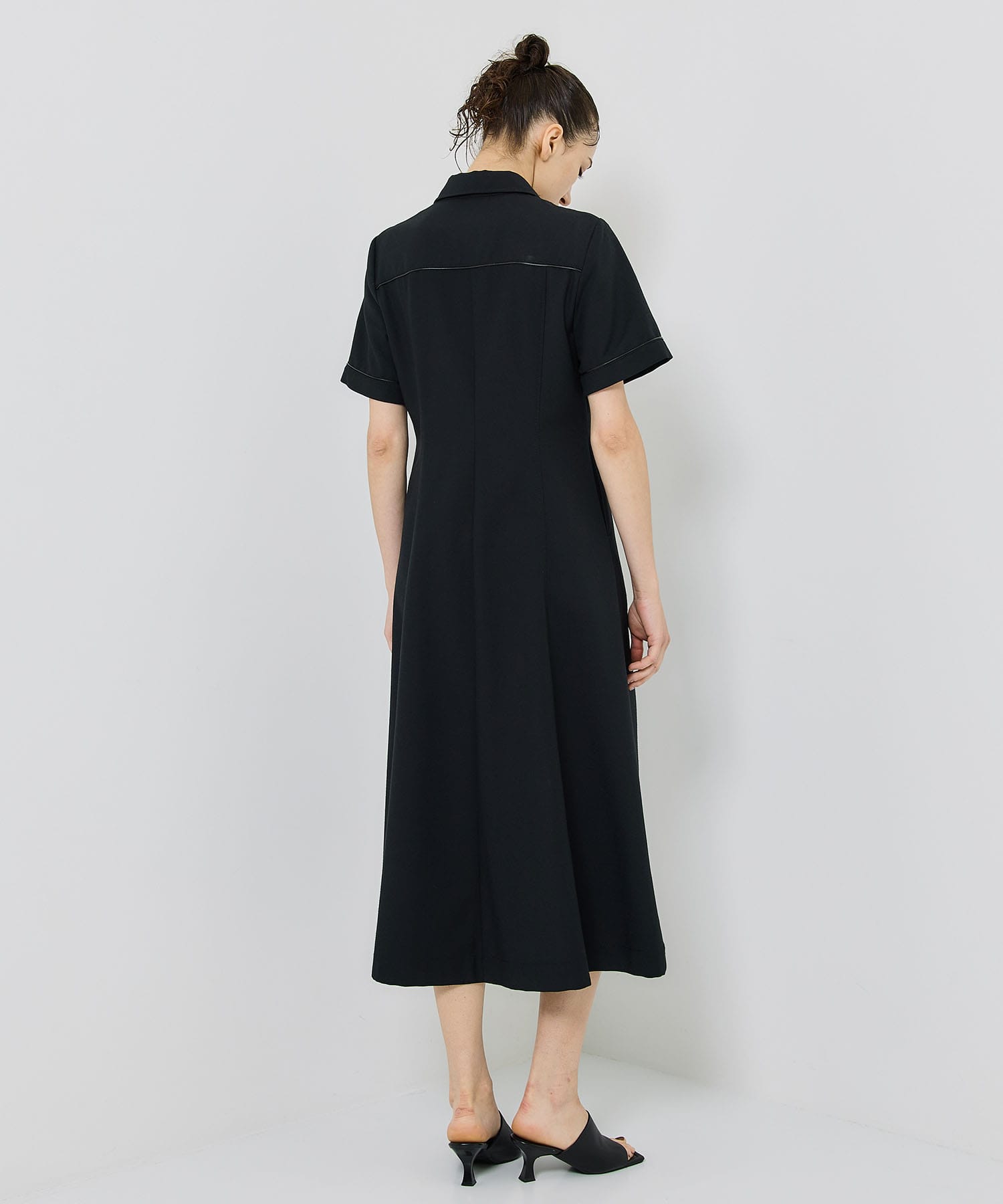 フロントジップセミフレアーワンピース(1 BLACK): STUDIOUS: WOMENS