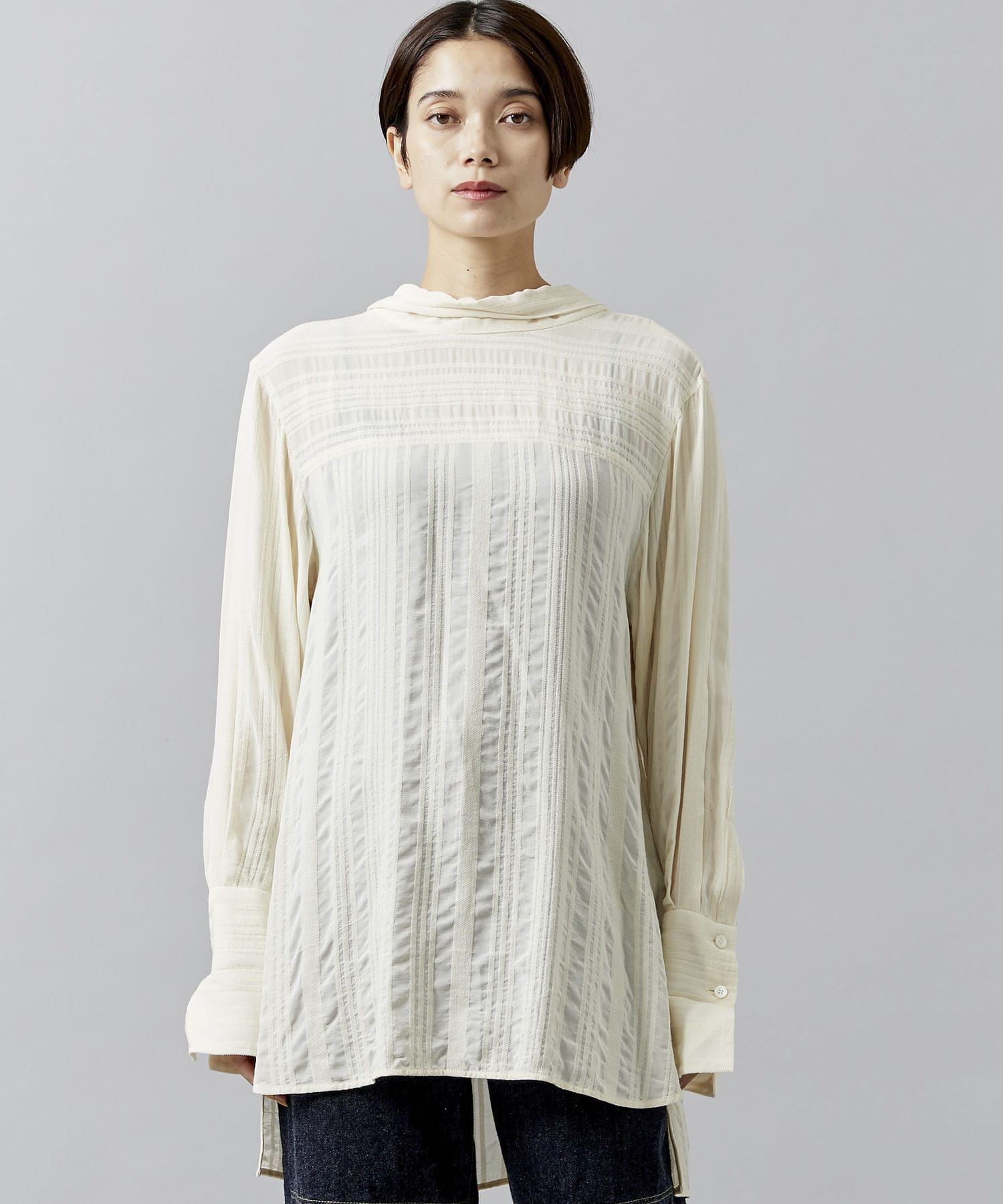 STRIPE BOW TIE BLOUSE(1 IVORY): rito structure: WOMENS｜ STUDIOUS