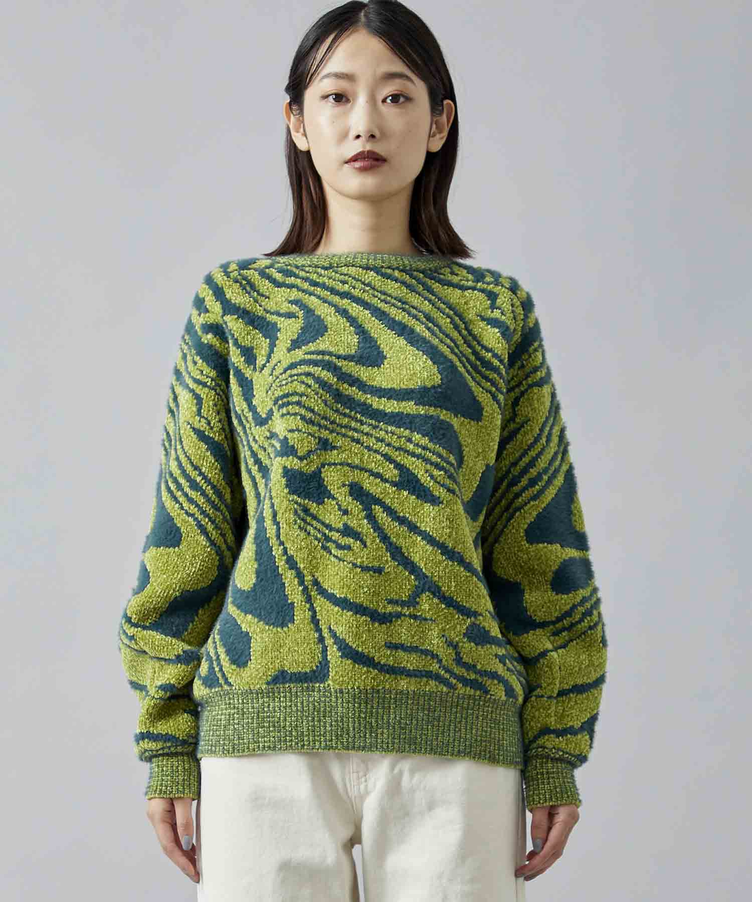 TOGA PULLA Jacquard knit cardigan green
