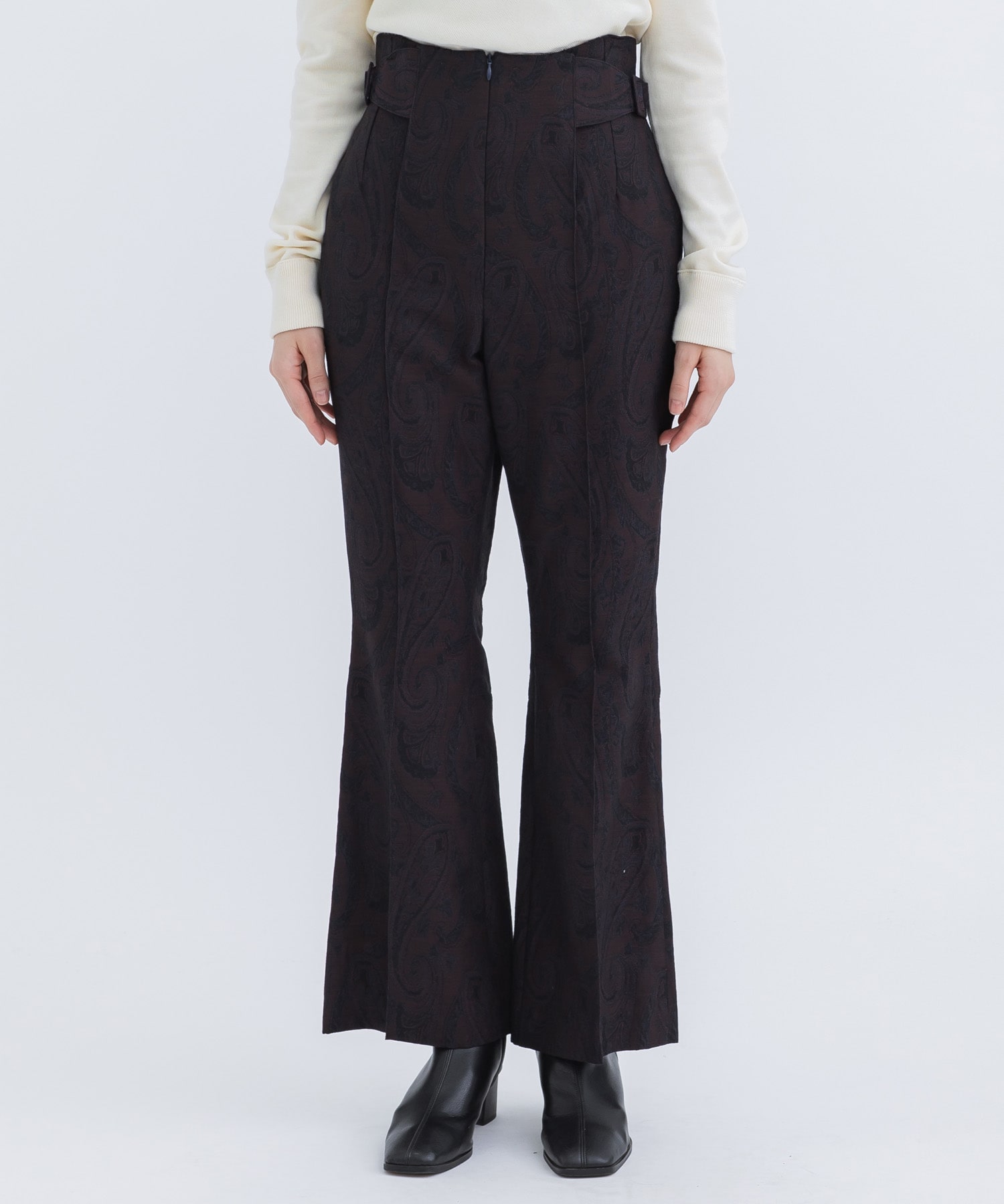Pintucked trousers-jacqurd AKIKOAOKI
