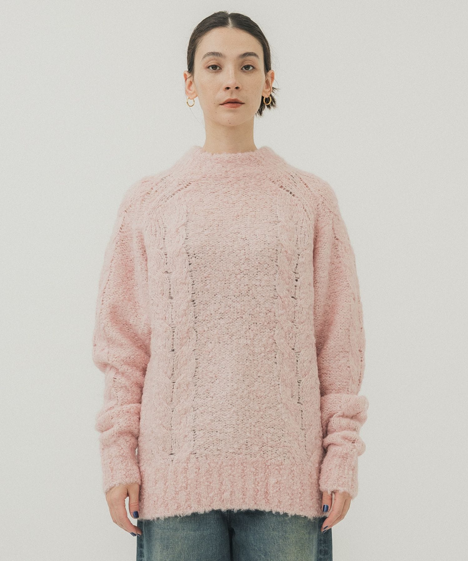 ALPACA RAGLAN BOTTLE NECK KNIT(38 PINK): CINOH: WOMENS｜ STUDIOUS