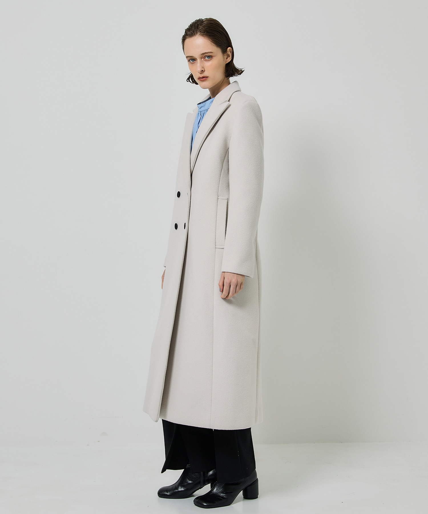 CITY〉SUPER140ナローチェスターコート(1 IVORY): STUDIOUS: WOMENS