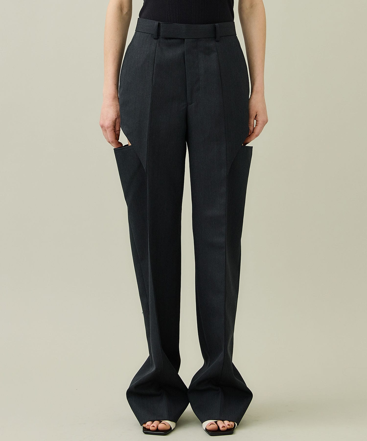 WOOL GABARDINE HOLLOWED OUT TROUSERS