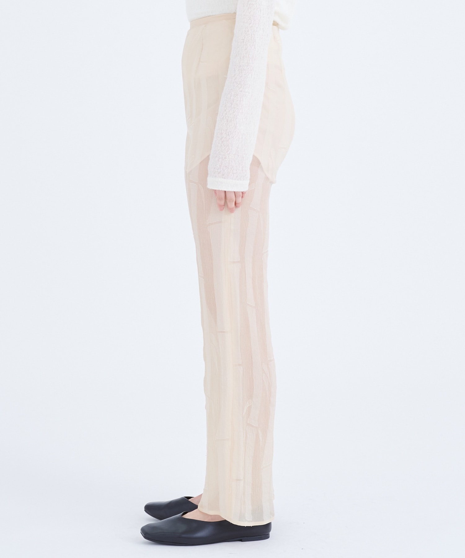 Bamboo Motif Willow Jacquaed Sheer Trousers Mame Kurogouchi