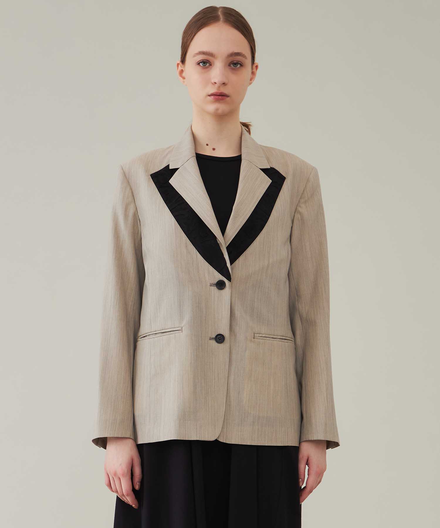 SUMMER WOOL LAYERED LAPEL JACKET CINOH