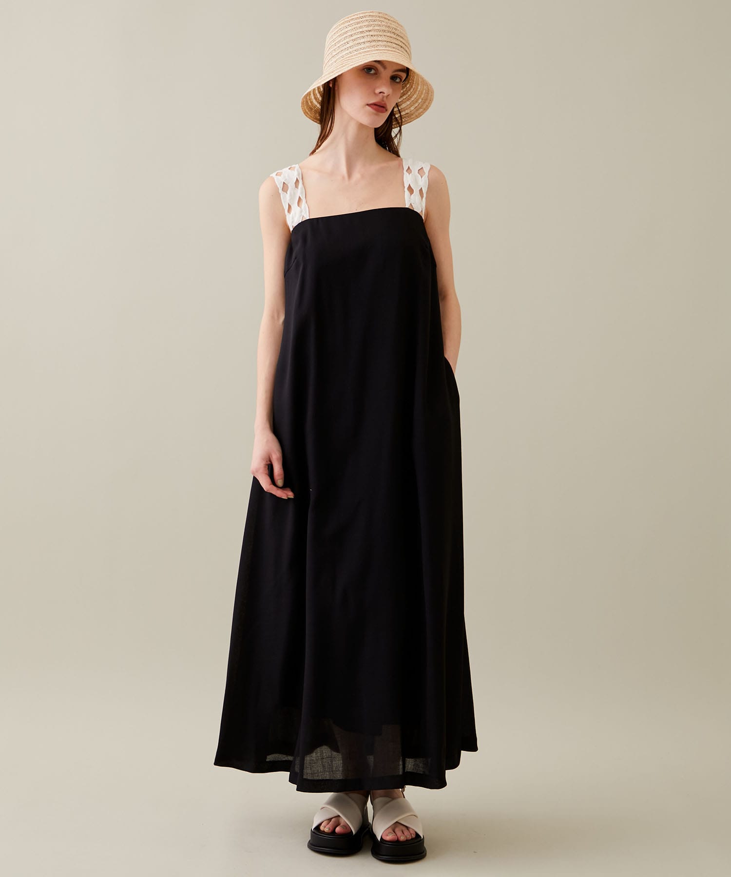 Rippeled lace strap dress BK AKIRANAKA