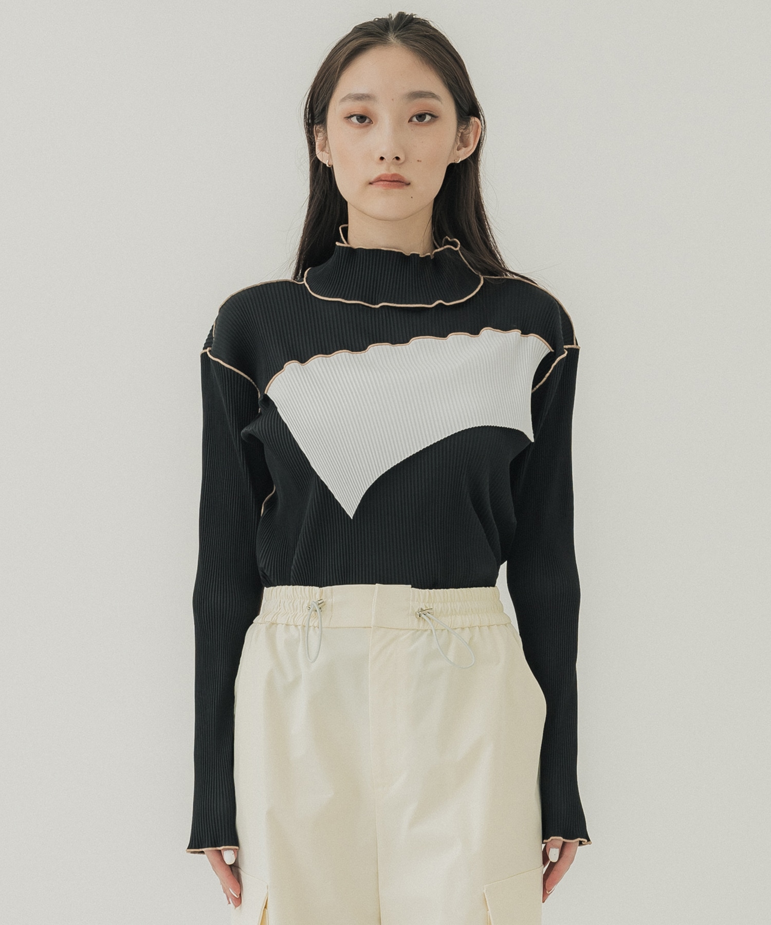 Long sleeve top High neck type(FREE BLACK): kotohayokozawa: WOMENS