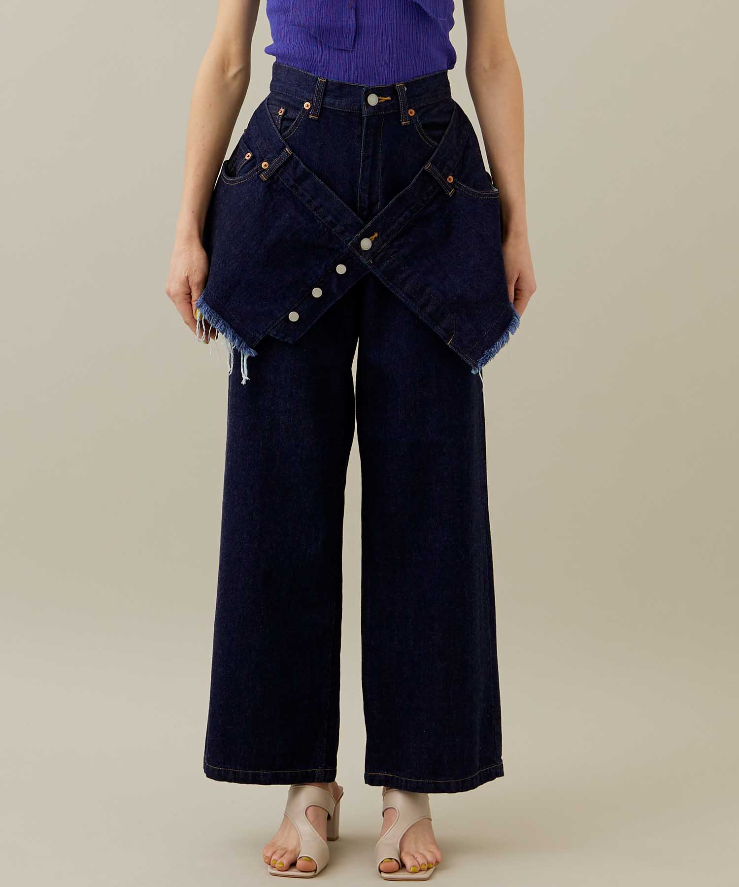 LAYERED DENIM PANTS(M BLUE): kotohayokozawa: WOMENS｜ STUDIOUS