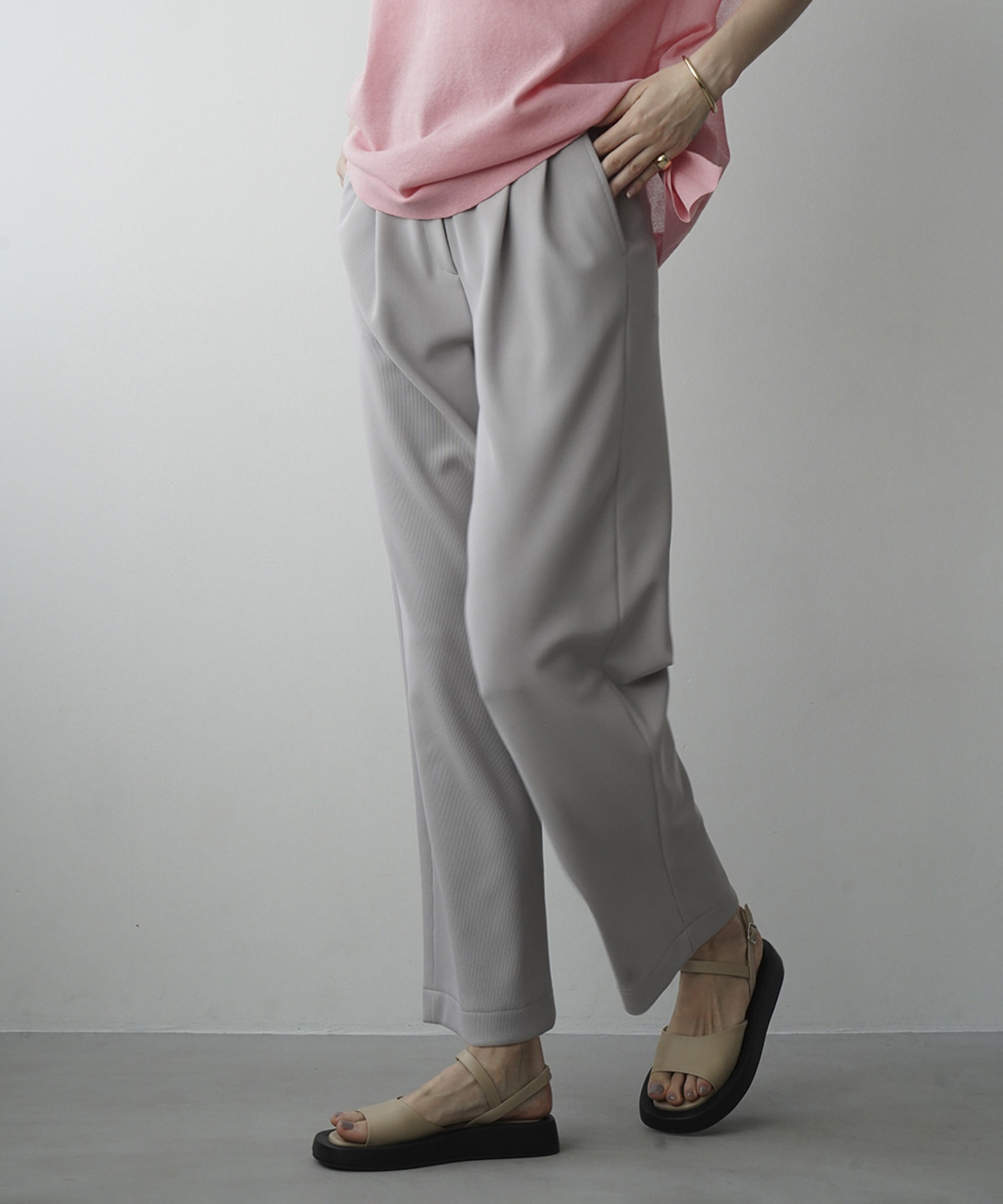 RIB STRIPE TUCK PANTS(0 GREY): CLANE: WOMENS｜ STUDIOUS ONLINE公式