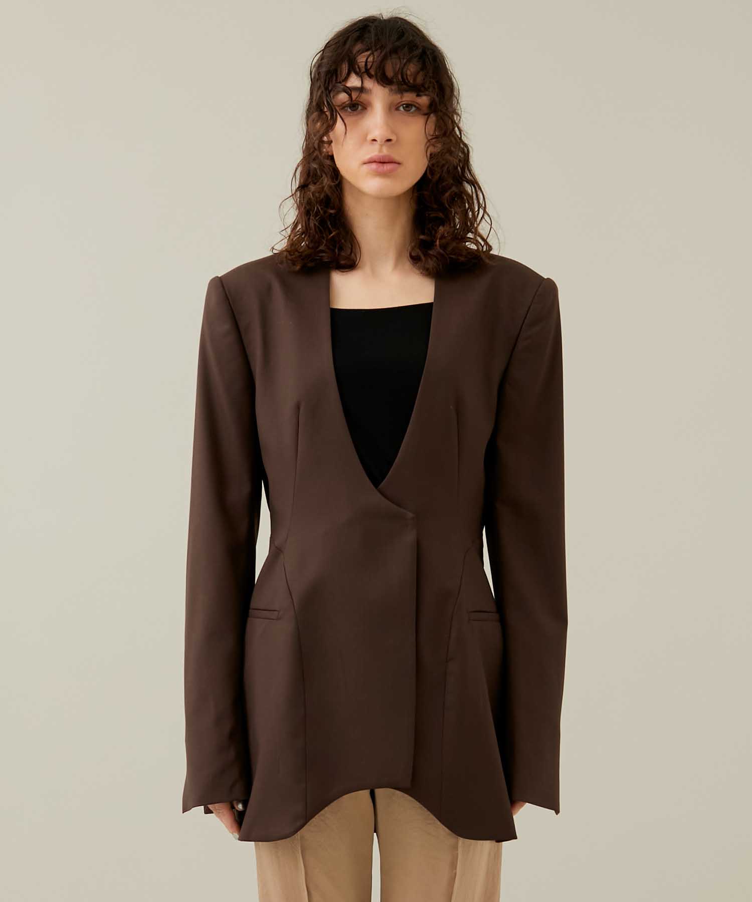 OPEN BACK TAILORED JACKET(1 BROWN): FETICO: WOMENS｜ STUDIOUS