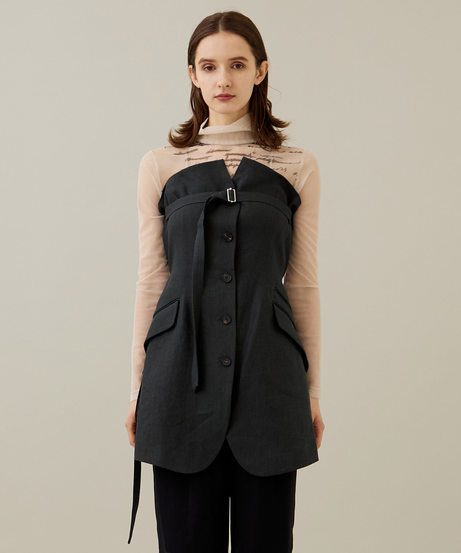 LINEN TAILORED VEST IHNN