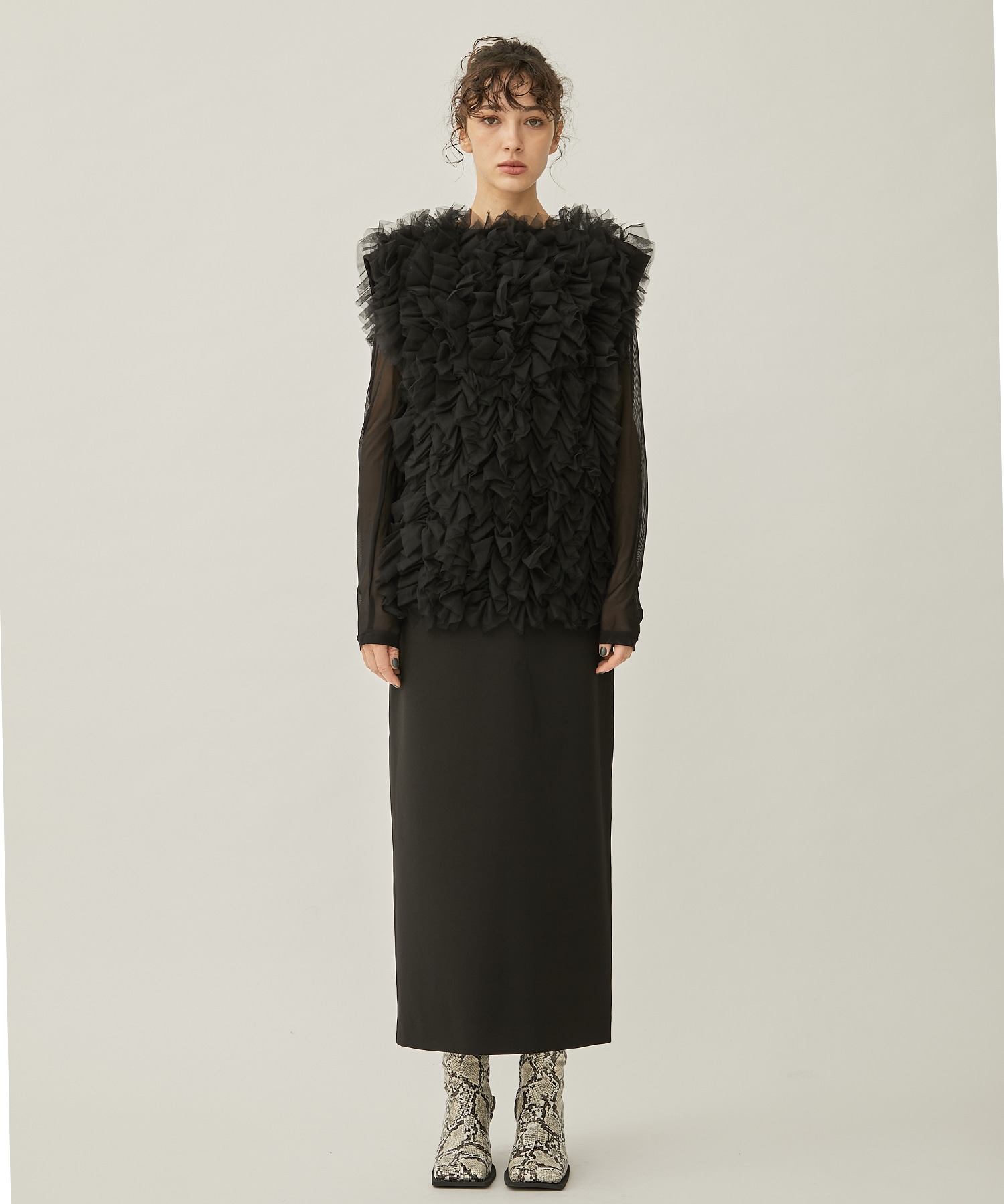I LINE TULLE VEST SET DRESS AMERI