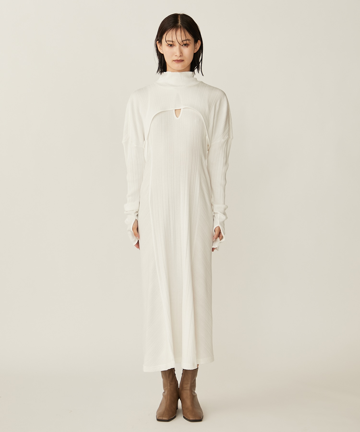 Random Ribbed Organic Cotton 2 way Dress(1 WHITE): Mame Kurogouchi