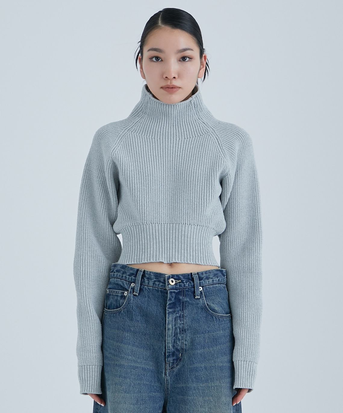 Cropped Chanky Knit Top(FREE LIGHT GREY): STUDIOUS: WOMENS