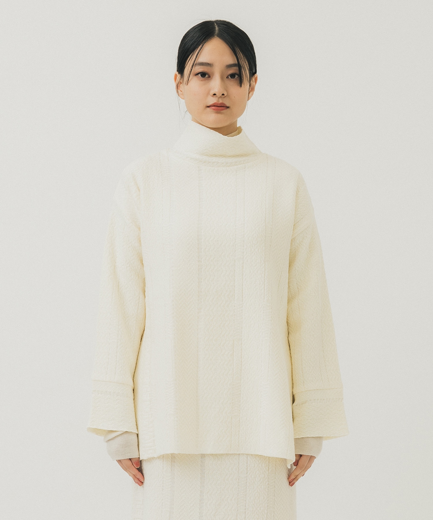 INLAY STICH HIGH NECK SWEATER(FREE IVORY): TAN: WOMENS｜ STUDIOUS 