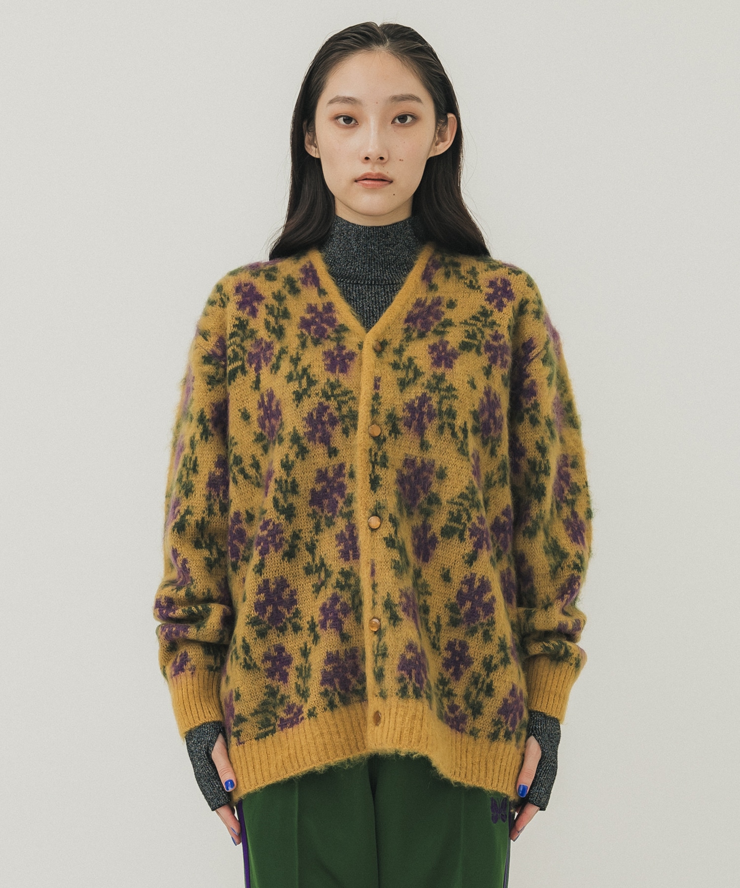 Mohair Cardigan - Flower(S YELLOW): Needles: WOMENS｜ STUDIOUS